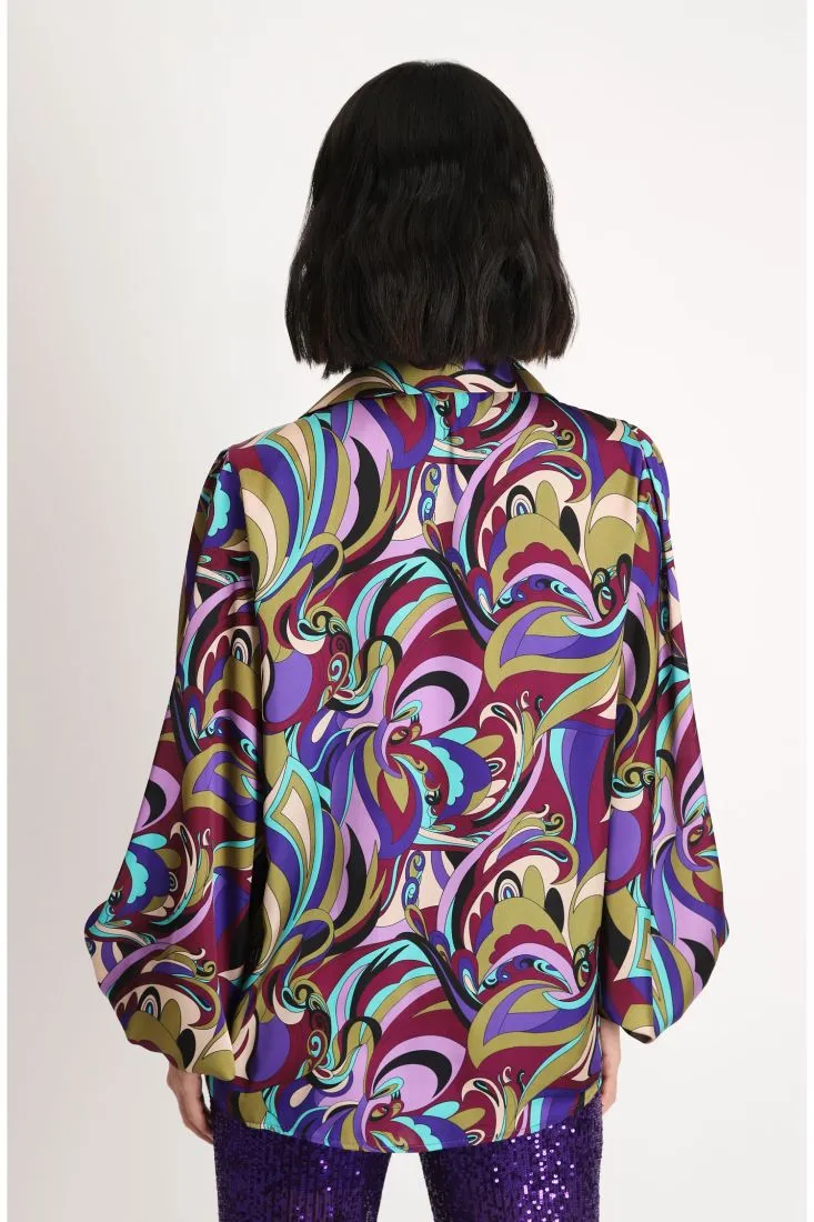 Camicia a fantasia astratta multicolour