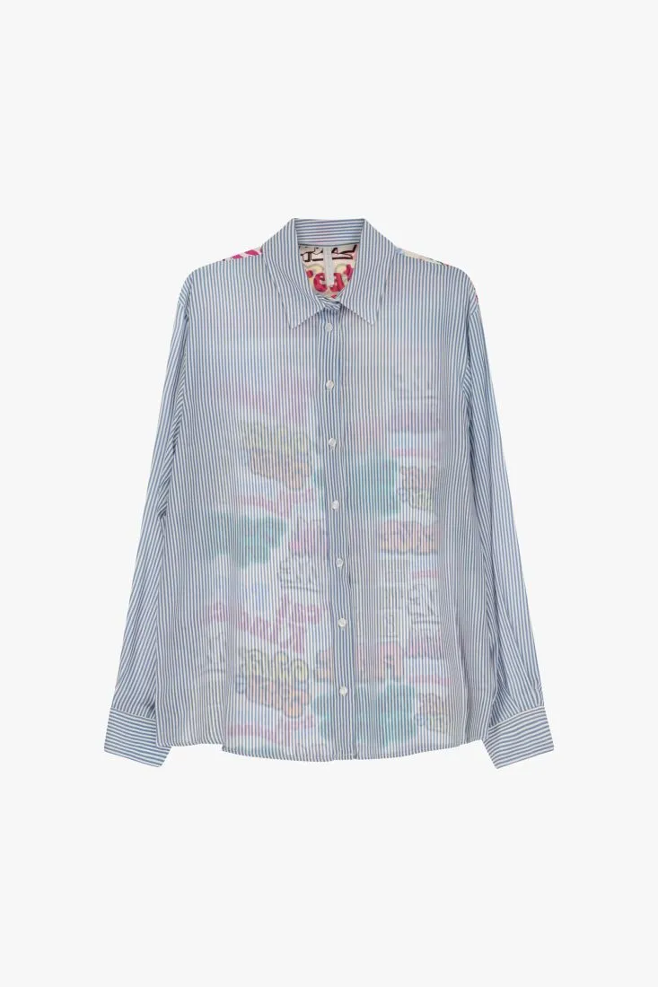 Camicia a righe con colletto classico e abbottonatura