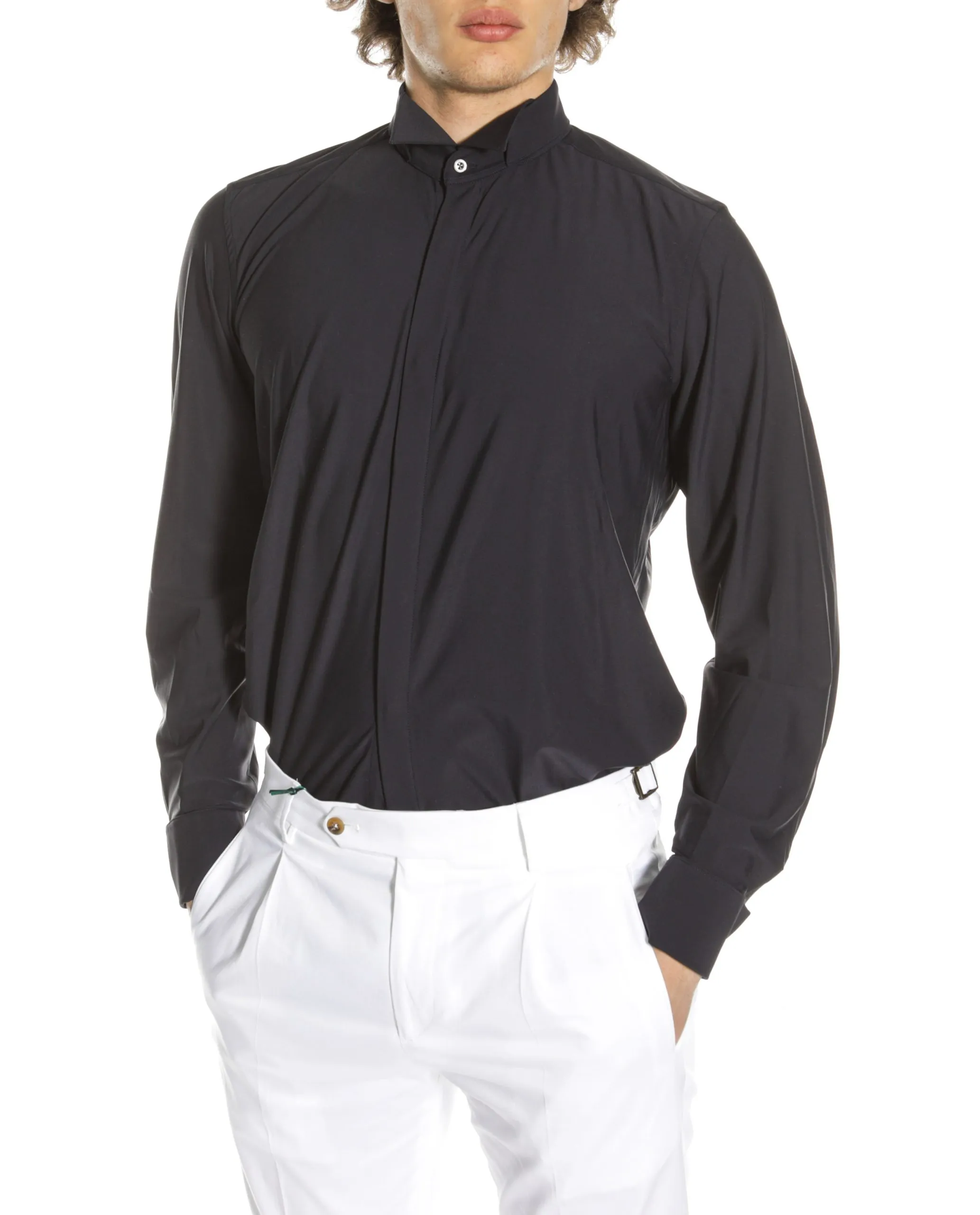 Camicia da evento in tessuto tecnico traspirante NO STIRO  blu | GHIRARDELLI NEXT