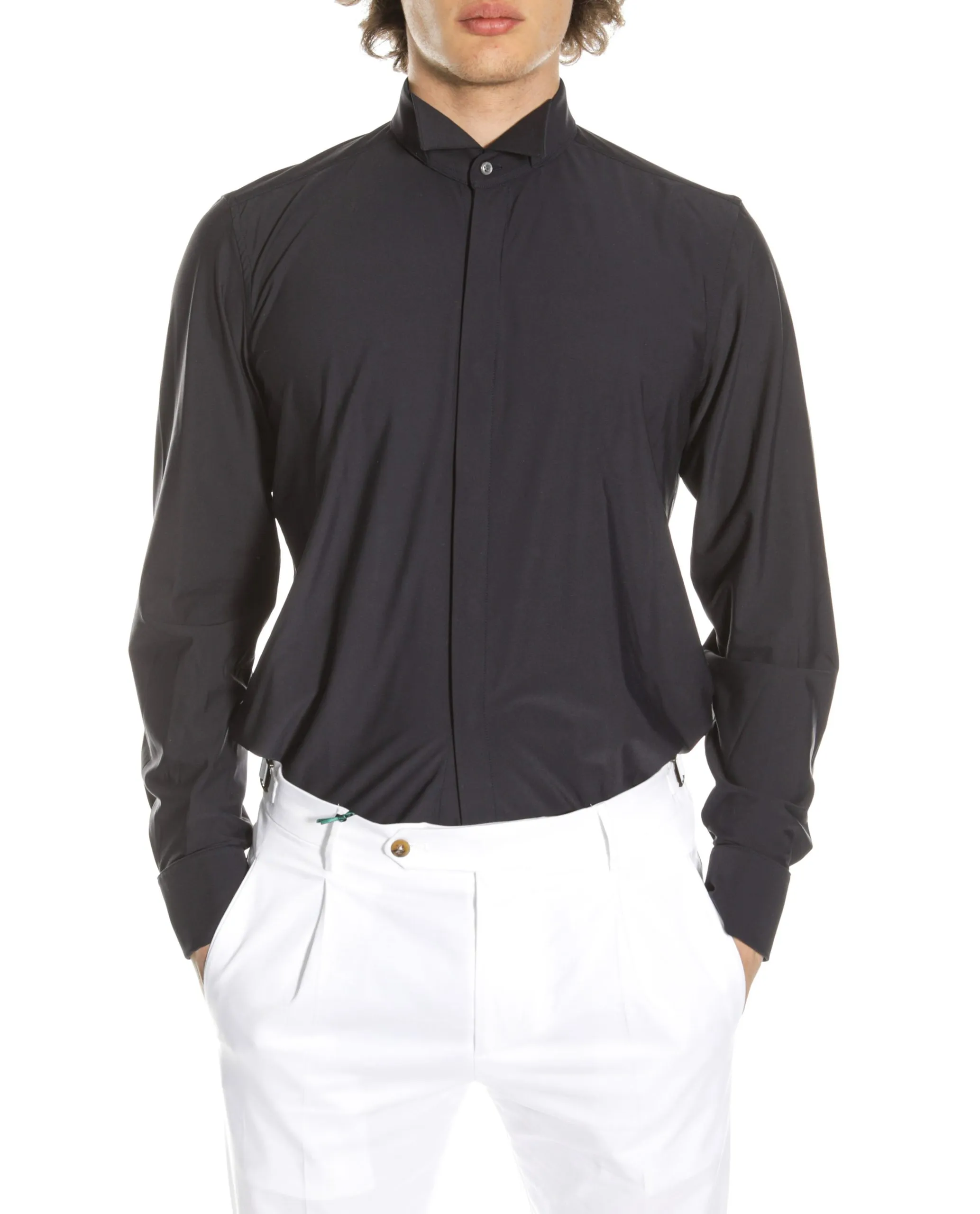 Camicia da evento in tessuto tecnico traspirante NO STIRO  blu | GHIRARDELLI NEXT