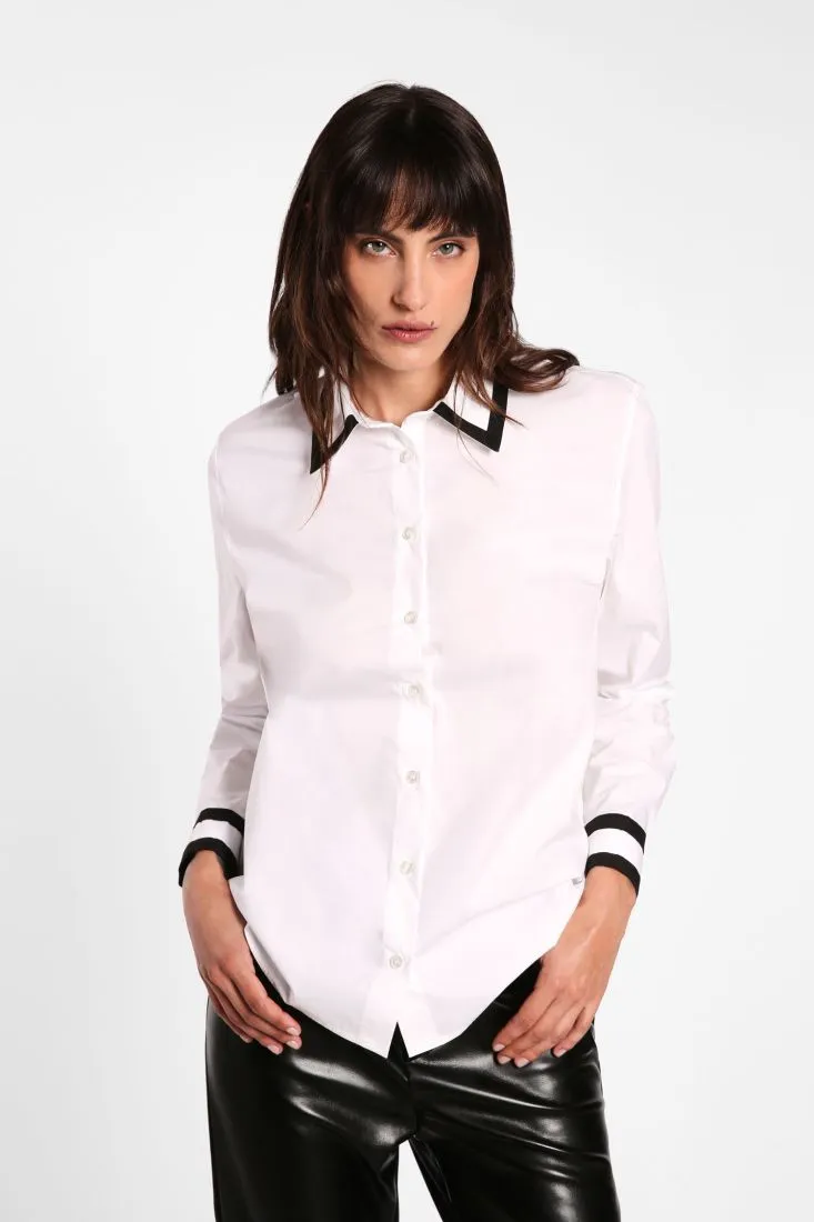 Camicia in puro cotone con dettagli a contrasto