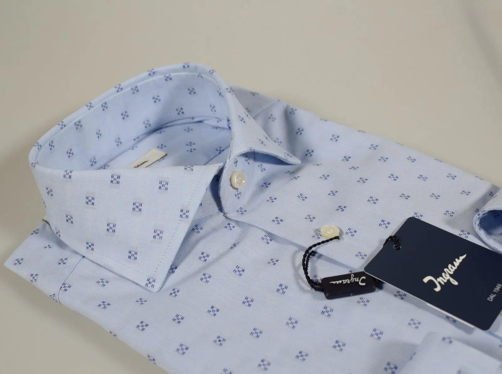 Camicia ingram celeste slim fit collo francese in puro cotone