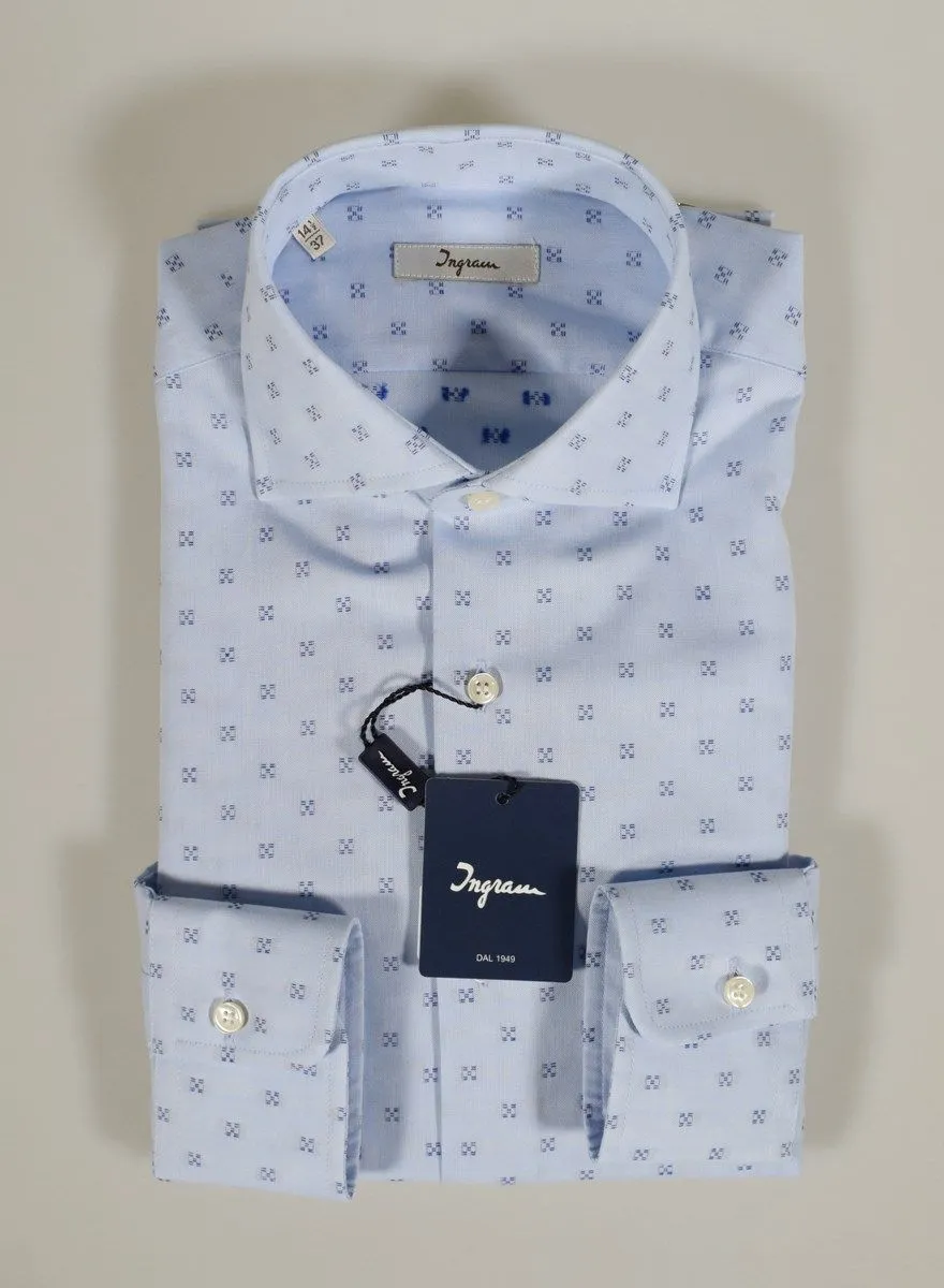 Camicia ingram celeste slim fit collo francese in puro cotone