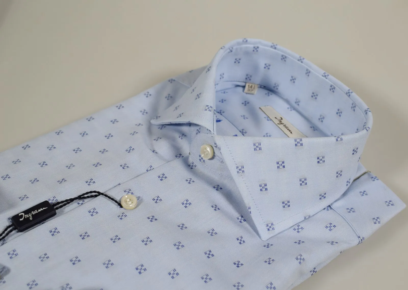 Camicia ingram celeste slim fit collo francese in puro cotone