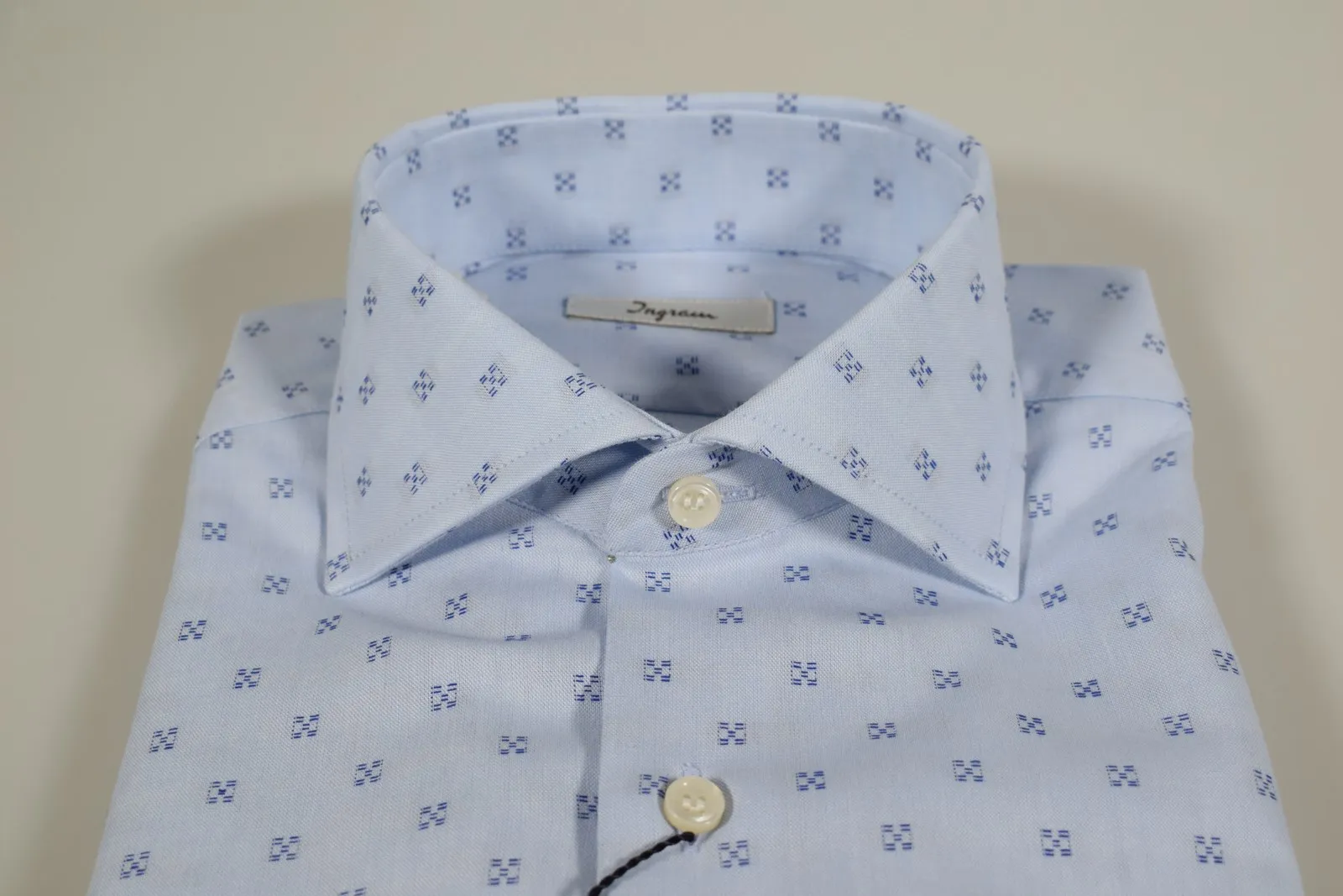 Camicia ingram celeste slim fit collo francese in puro cotone