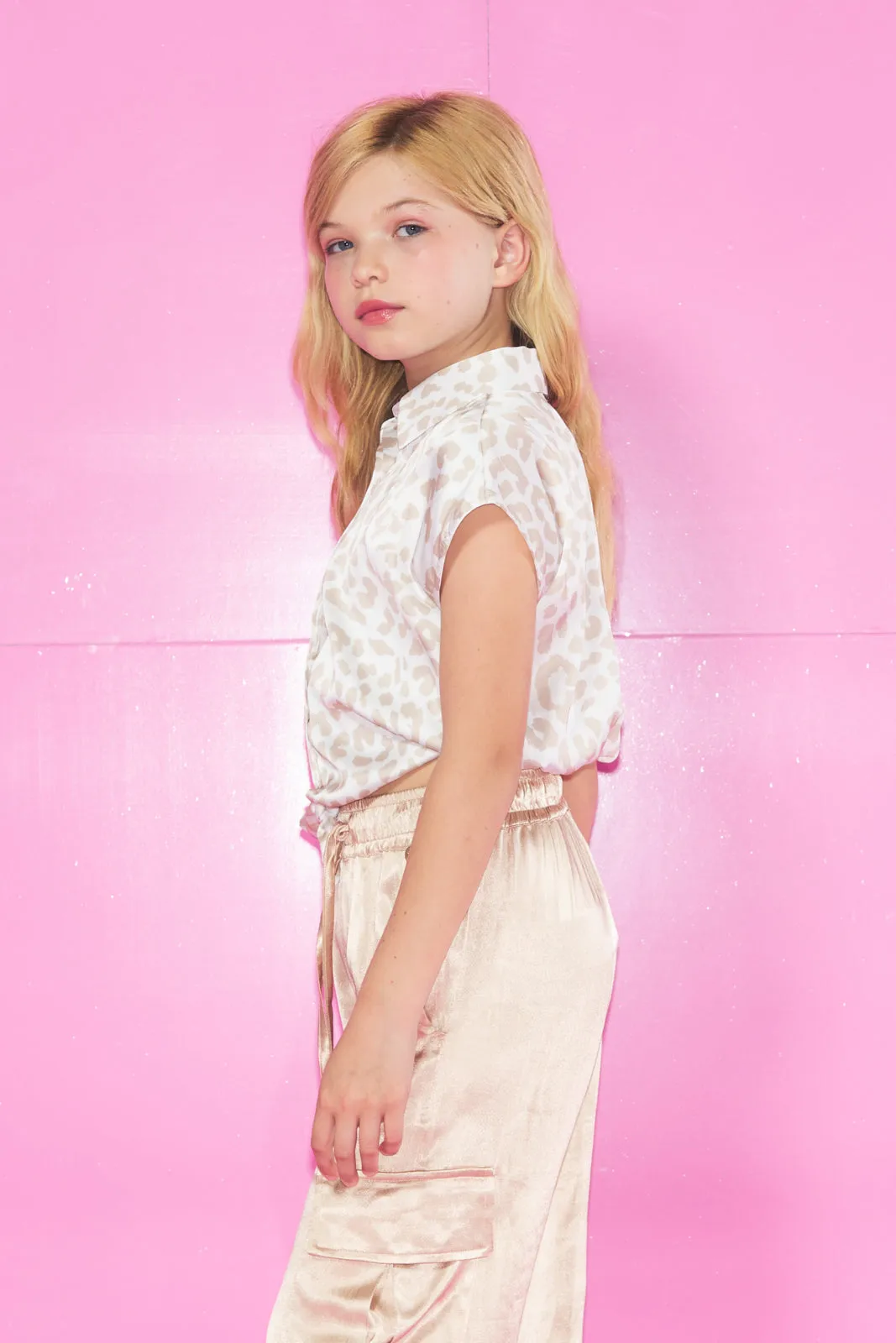 Camicia RENAH mezza manica con Fiocco Fantasia Maculata