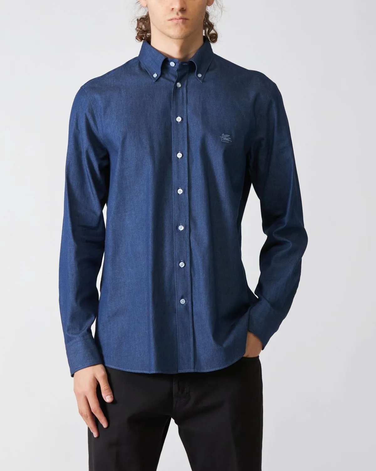 Camicia Roma Blu con Logo