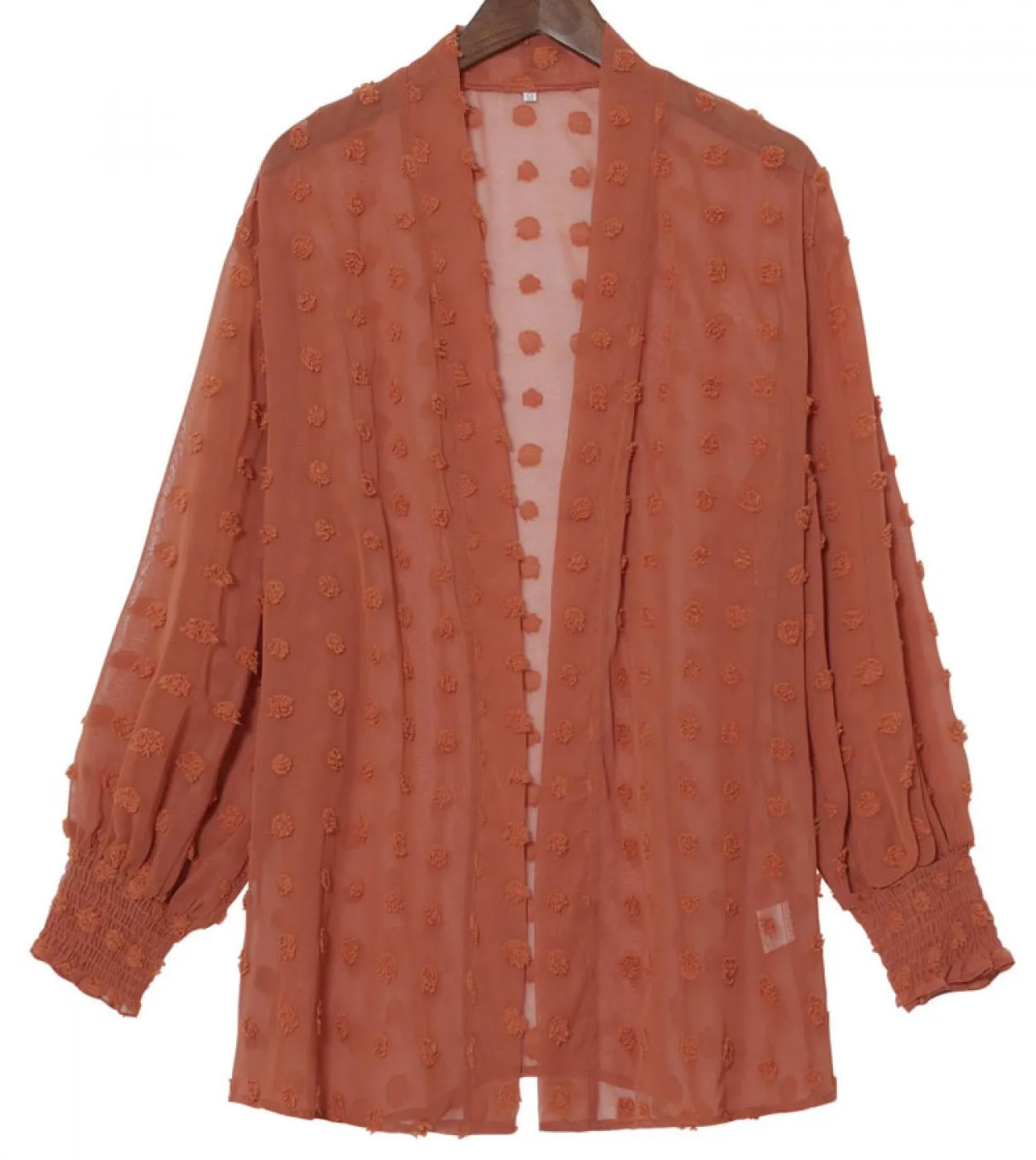 Camicie da donna in chiffon jacquard moda Cappotto cardigan sottile Maglia trasparente 2022 Autunno scollo a V Top Abbigliamento