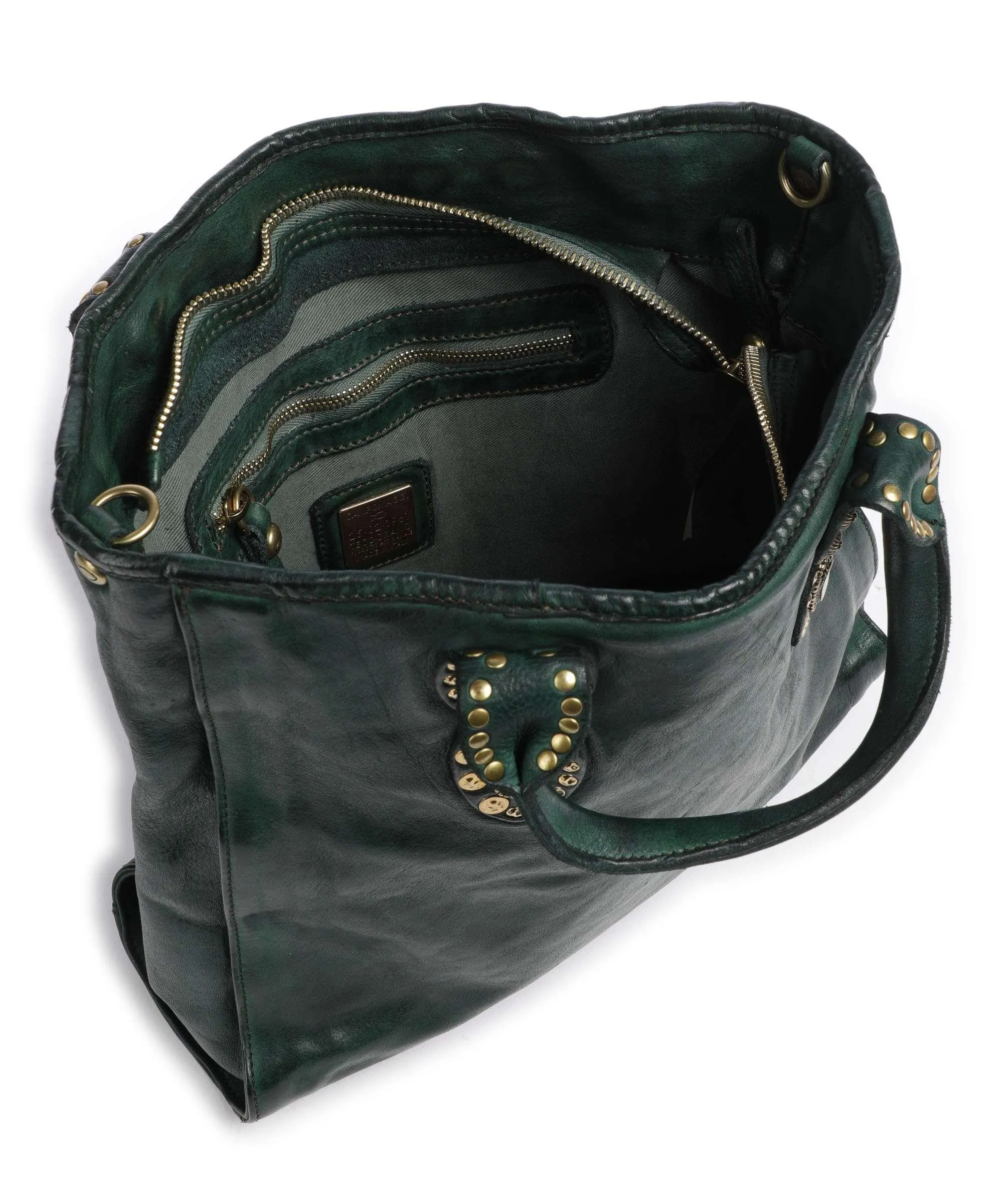  Campomaggi Borsa a mano pelle di vacchetta grana verde scuro  