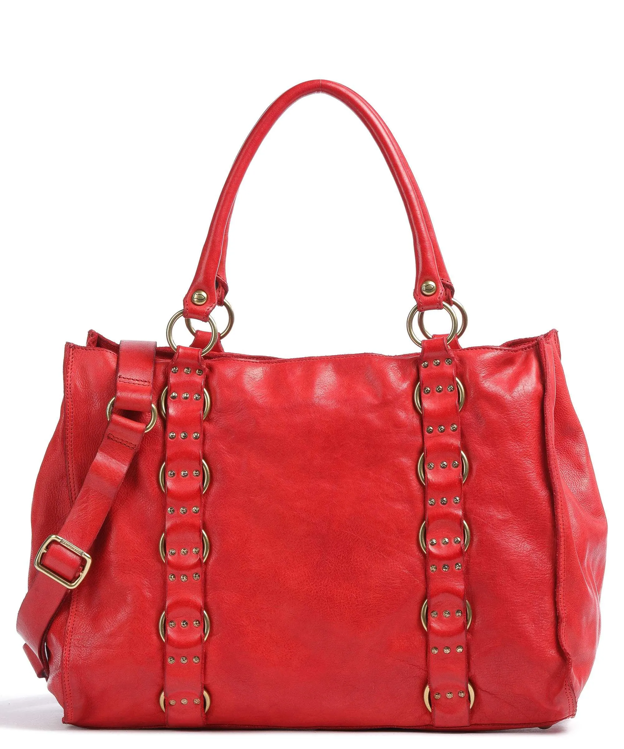  Campomaggi Borsa shopper pelle di vacchetta grana rosso  