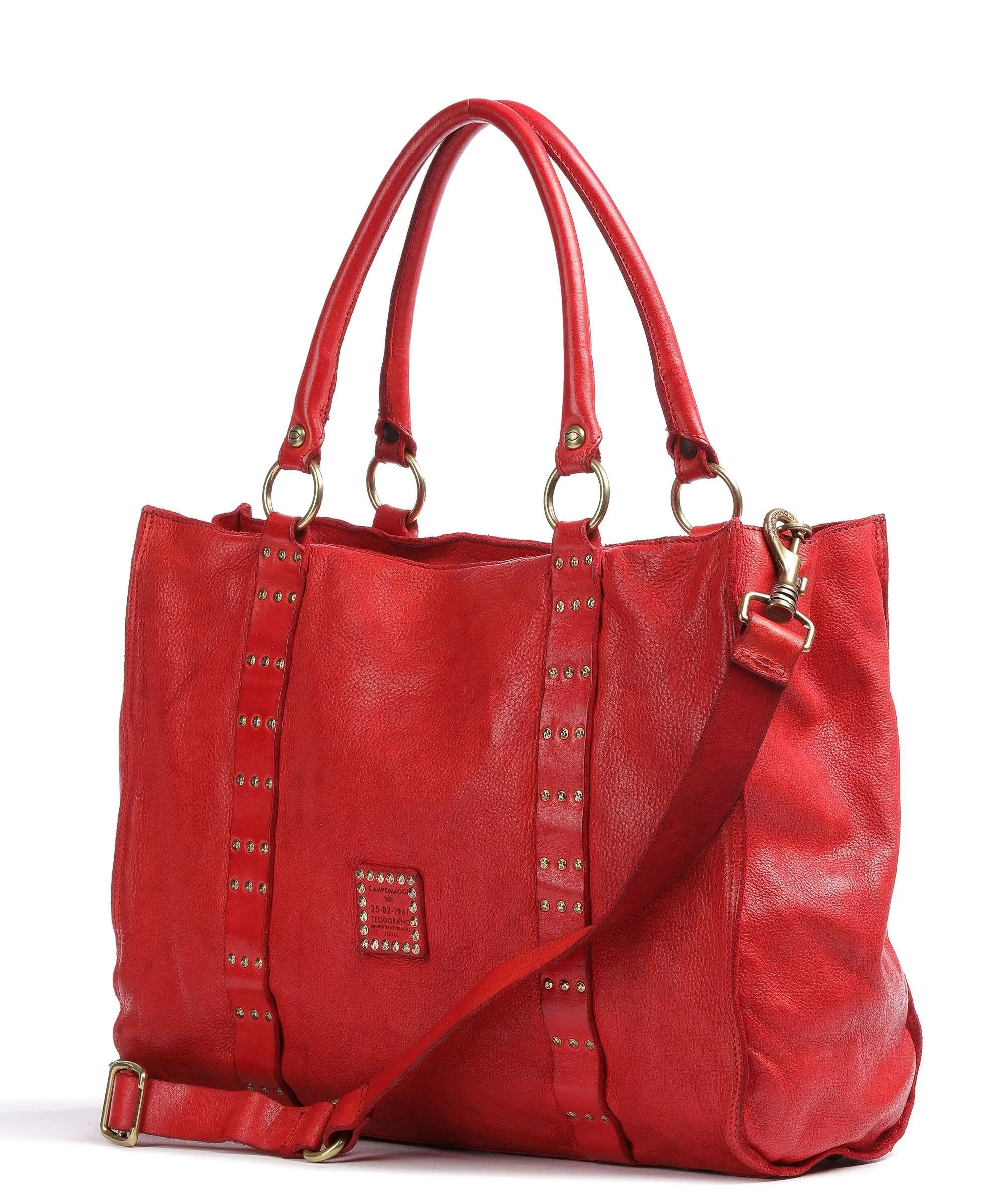  Campomaggi Borsa shopper pelle di vacchetta grana rosso  