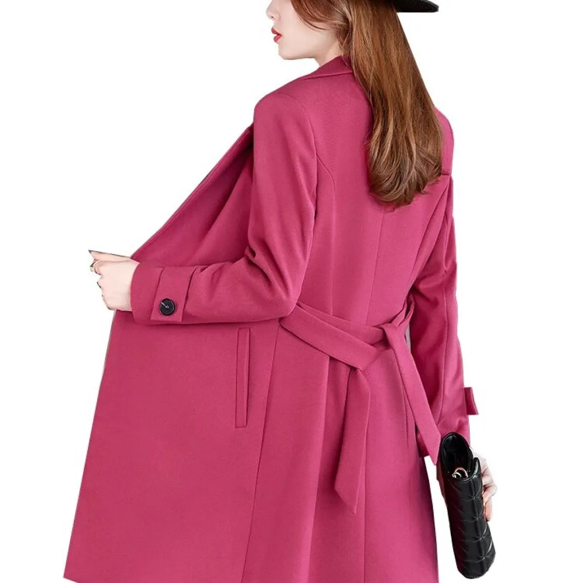 Cappotto da donna autunno inverno da lavoro da lavoro blazer formale da donna femminile rosa nero blu scuro solido giacca lunga