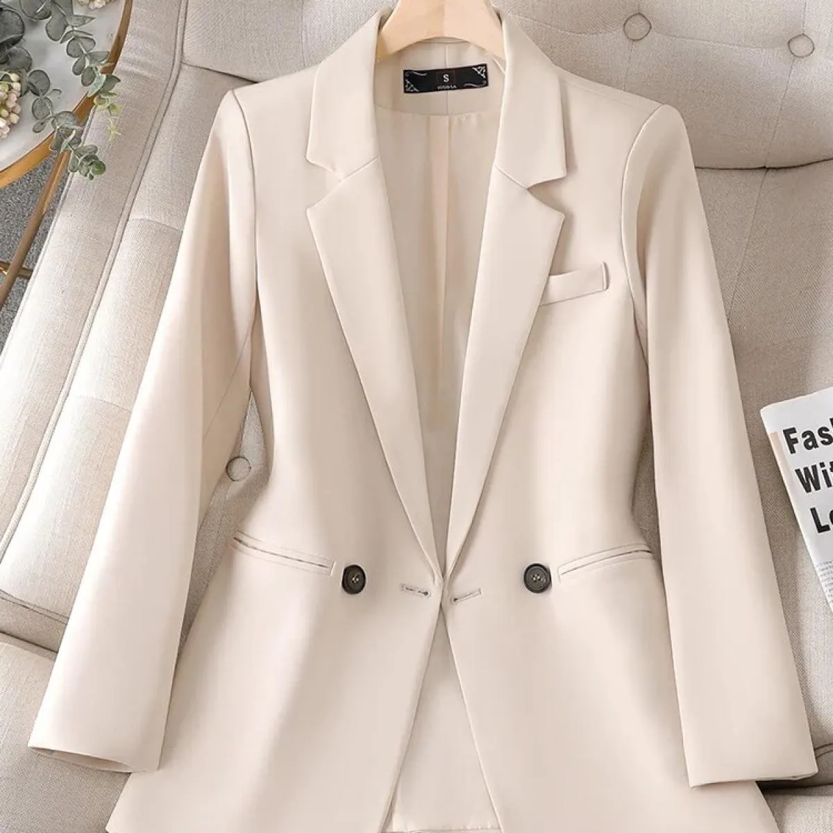 Cappotto da giacca allentato solido a maniche lunghe femminile nero beige caffè da donna casual di nuovo arrivo