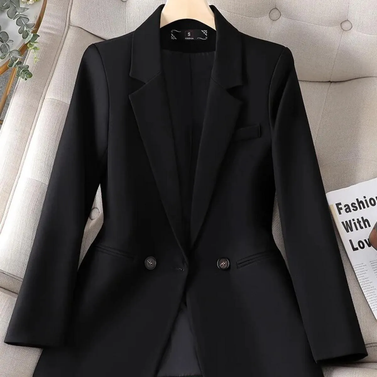 Cappotto da giacca allentato solido a maniche lunghe femminile nero beige caffè da donna casual di nuovo arrivo