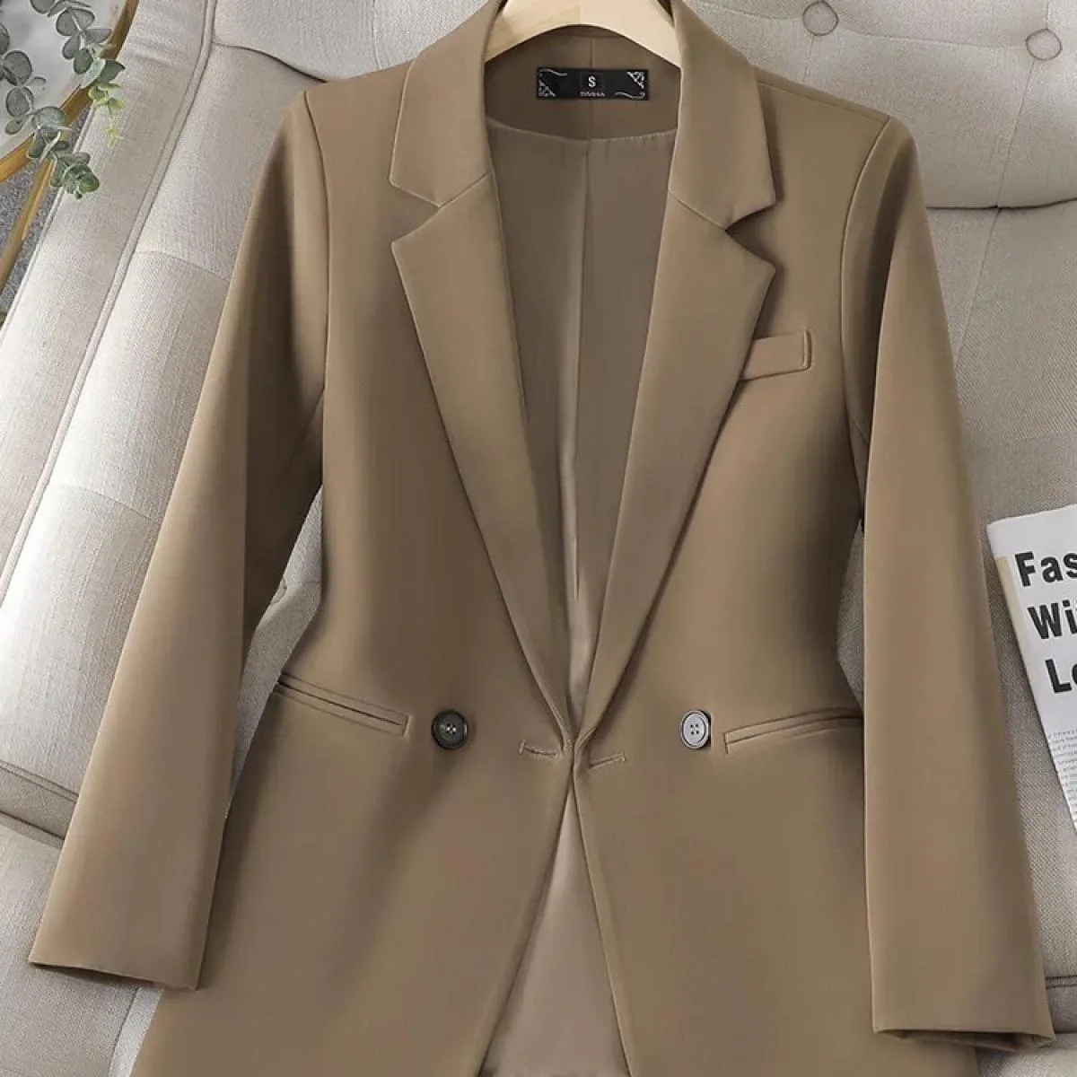 Cappotto da giacca allentato solido a maniche lunghe femminile nero beige caffè da donna casual di nuovo arrivo