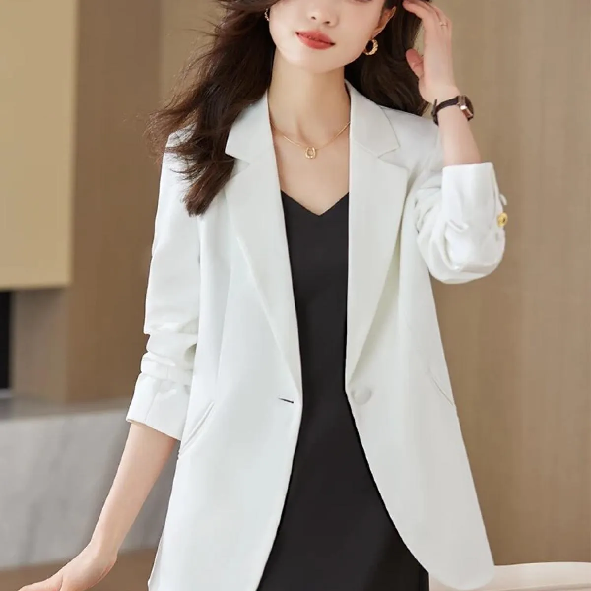 Cappotto da giacca casual da donna casual solido a maniche lunghe rosa nero bianco da donna di nuovo arrivo per l'autunno invern