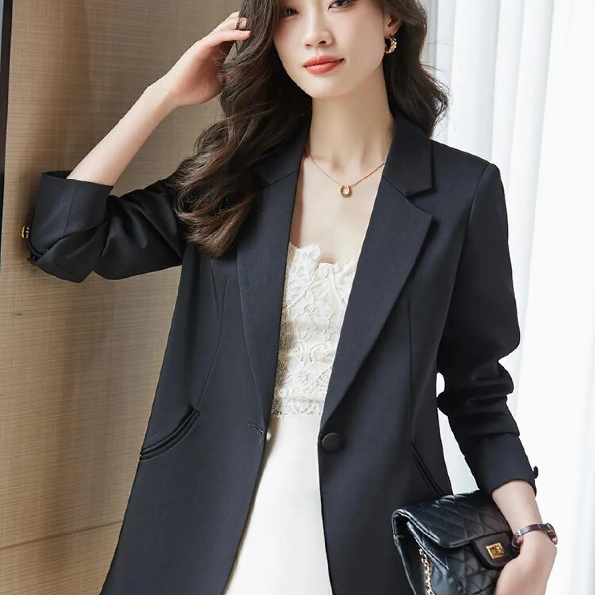 Cappotto da giacca casual da donna casual solido a maniche lunghe rosa nero bianco da donna di nuovo arrivo per l'autunno invern