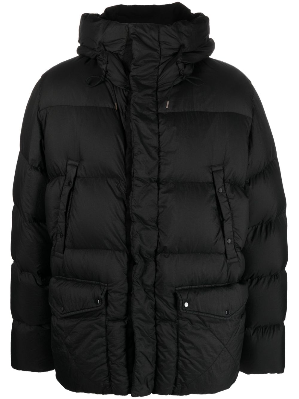 Cappotto imbottito con cappuccio in nero - uomo