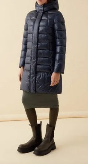 Cappotto Imbottito in lana di Cammello e Nylon Riciclato Tessuto Cangiante