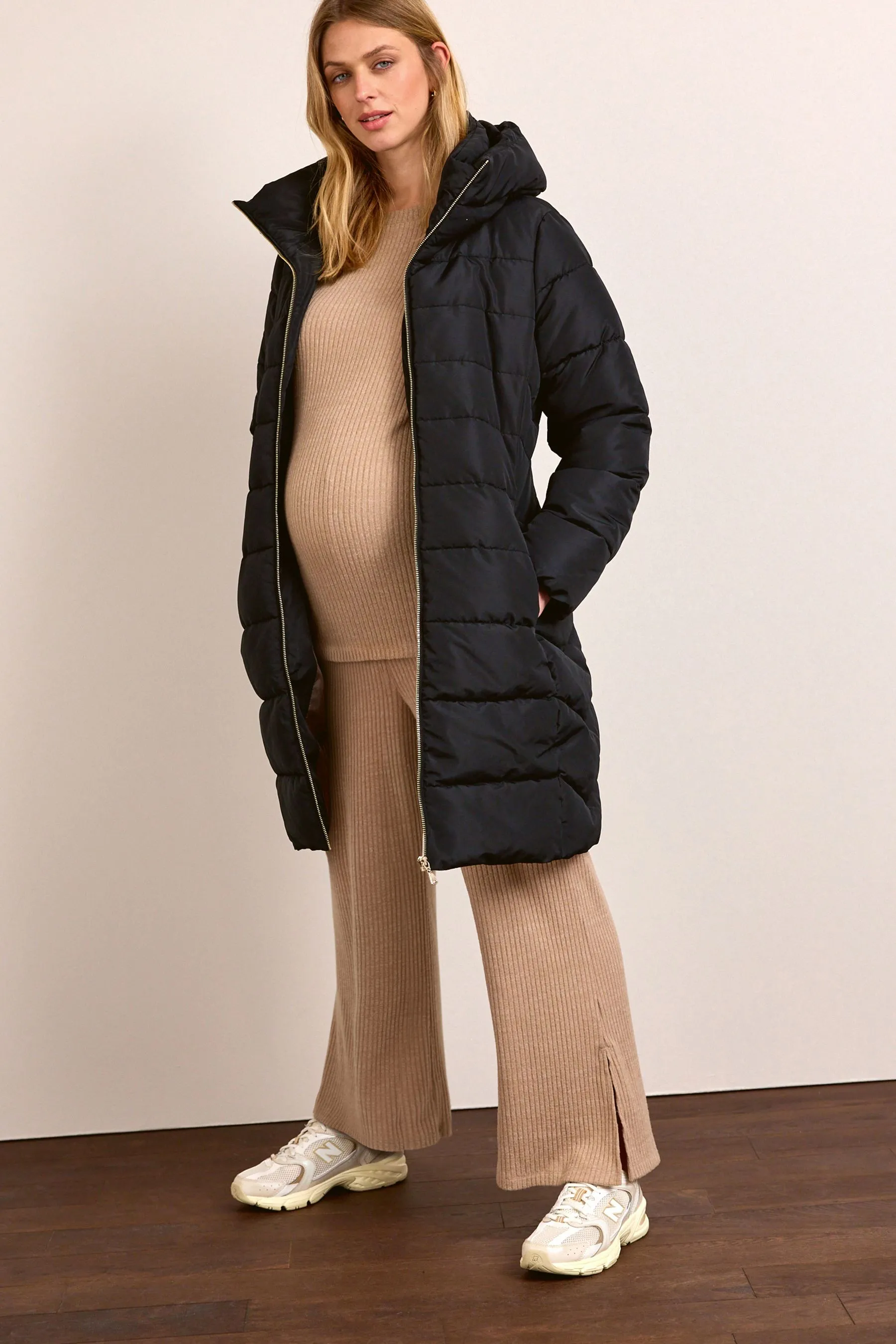 Cappotto imbottito premaman con zip sul pannello