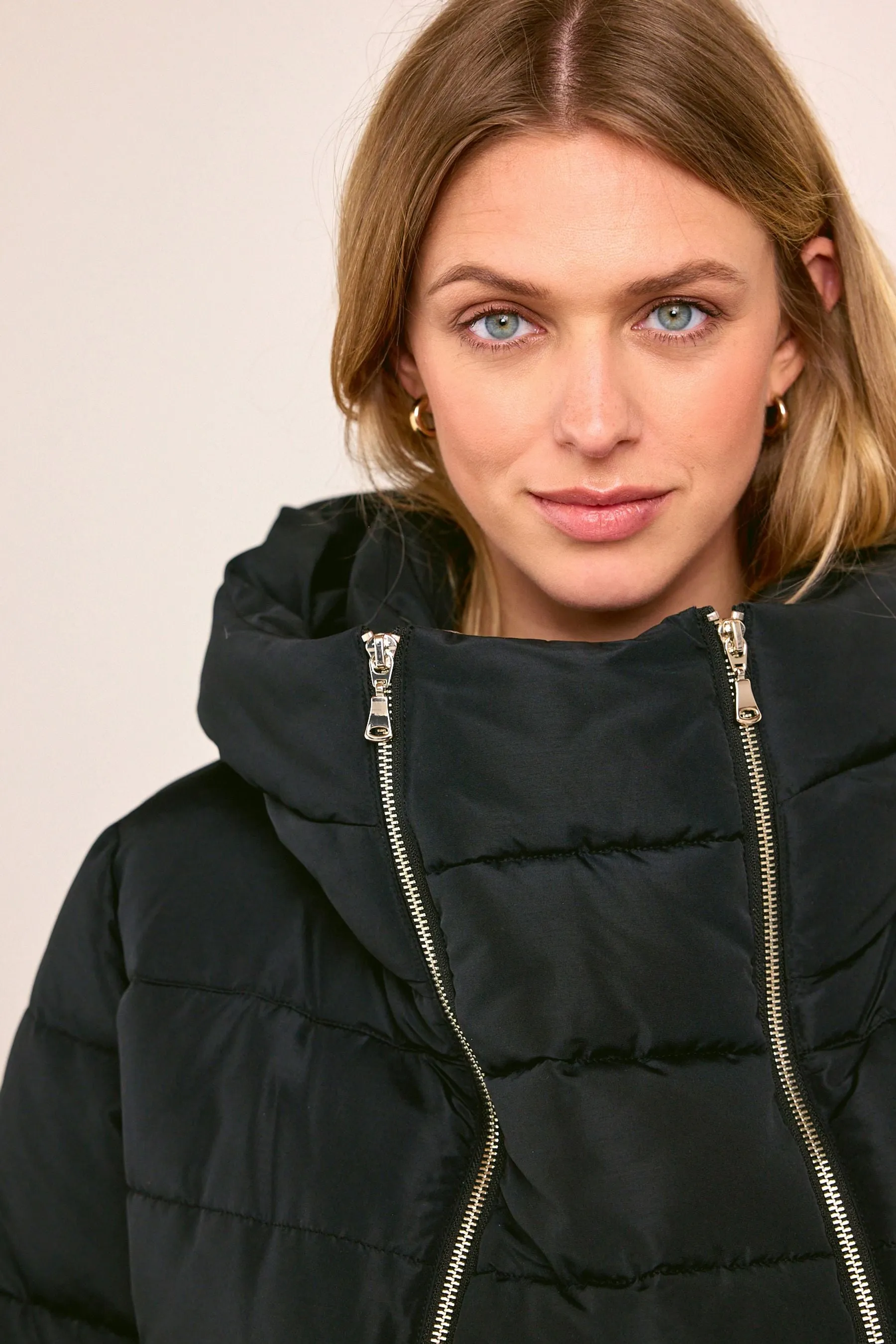 Cappotto imbottito premaman con zip sul pannello