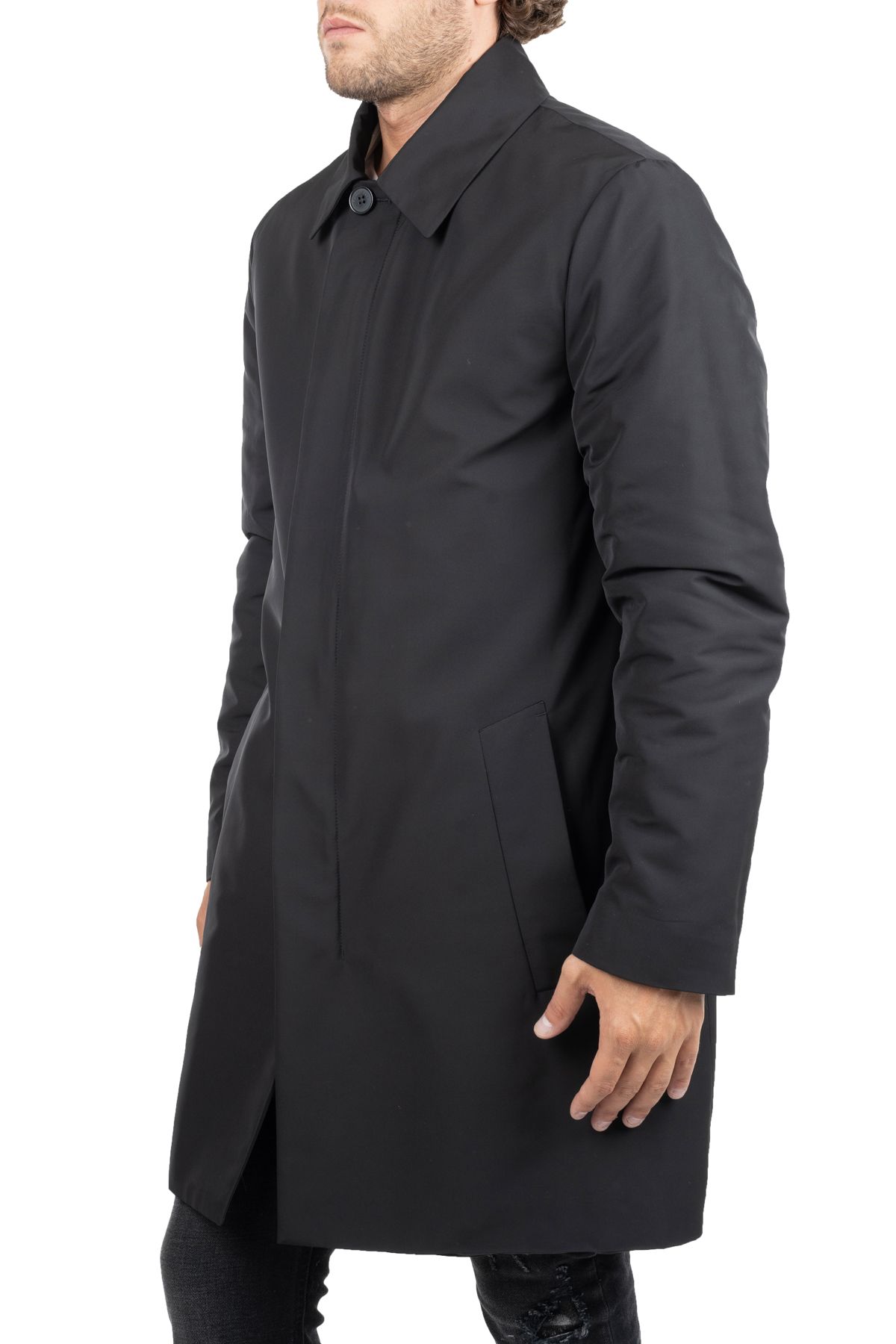 CAPPOTTO NERO MAC COAT IN NYLON IMBOTTITO