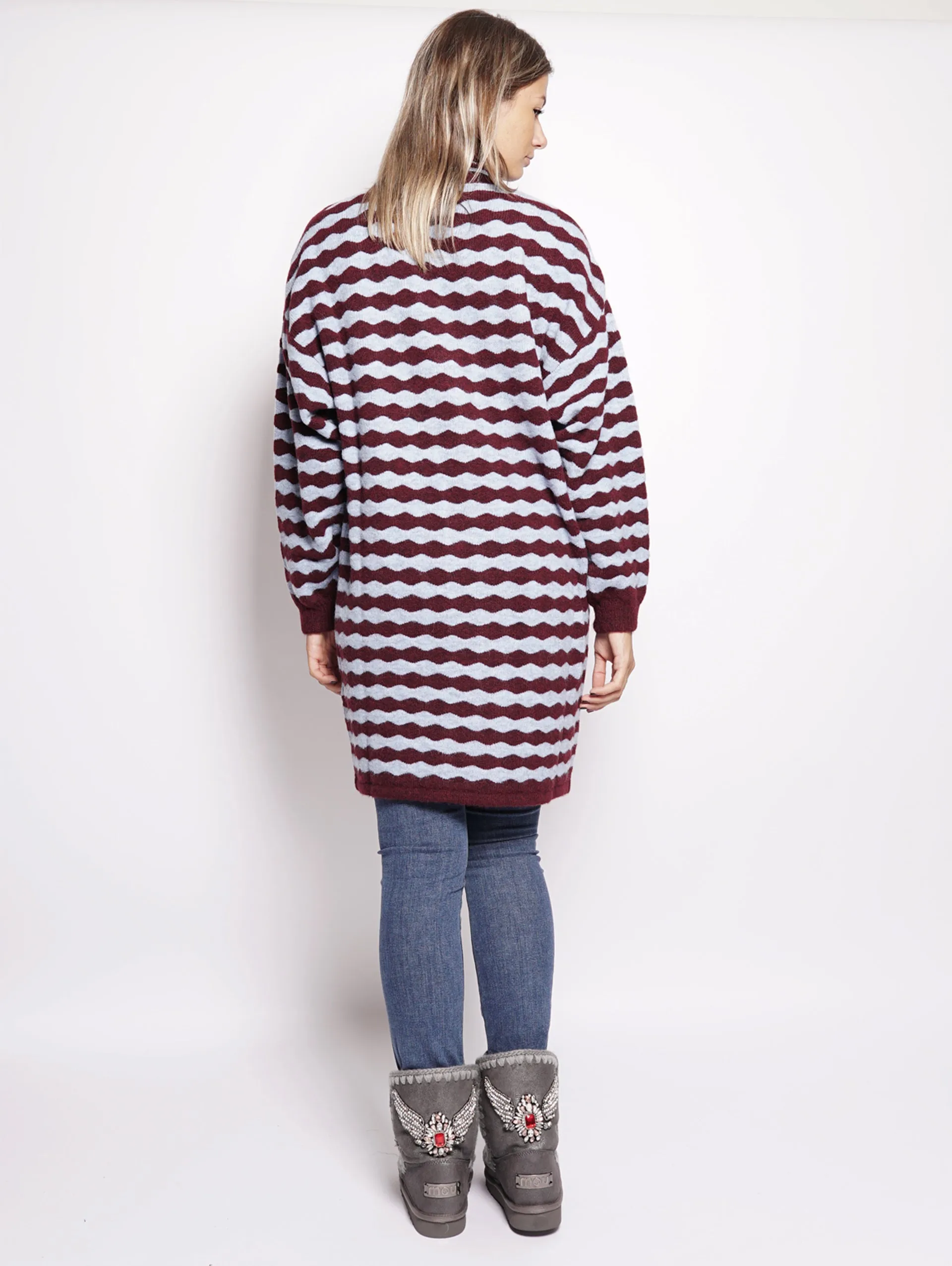 Cardigan Aperto Lungo Bordea e Blu Chiaro
