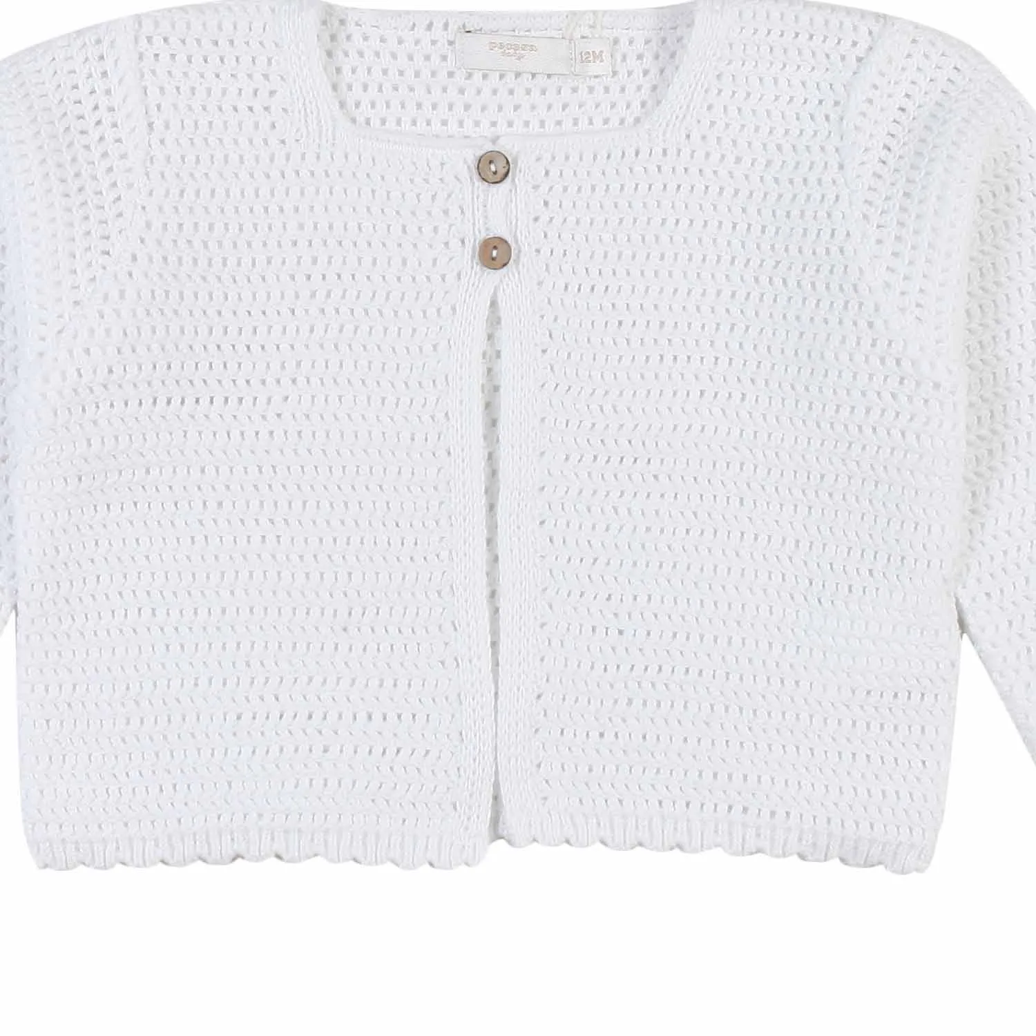 Cardigan Due Bottoni Bianco Bimba E Neonata