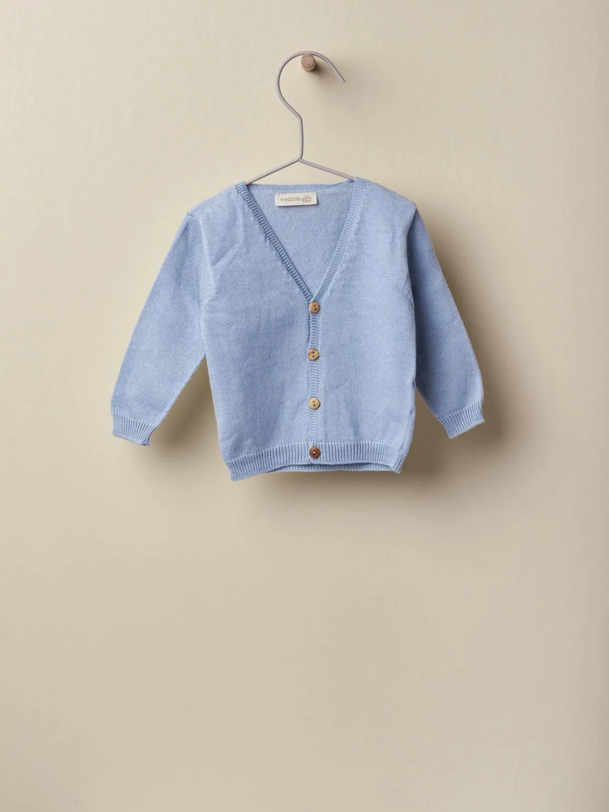 Cardigan in filo a V azzurro