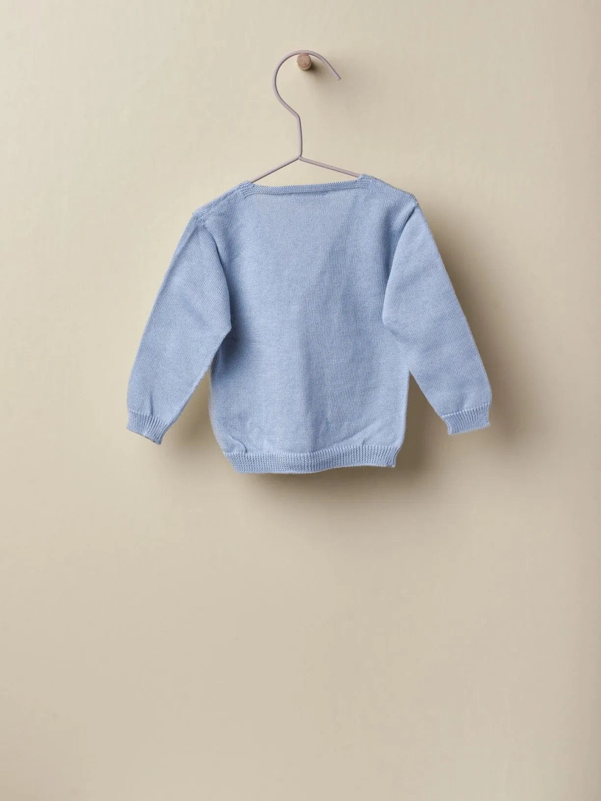 Cardigan in filo a V azzurro