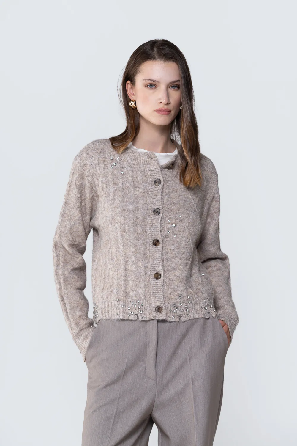 Cardigan inserti strass 