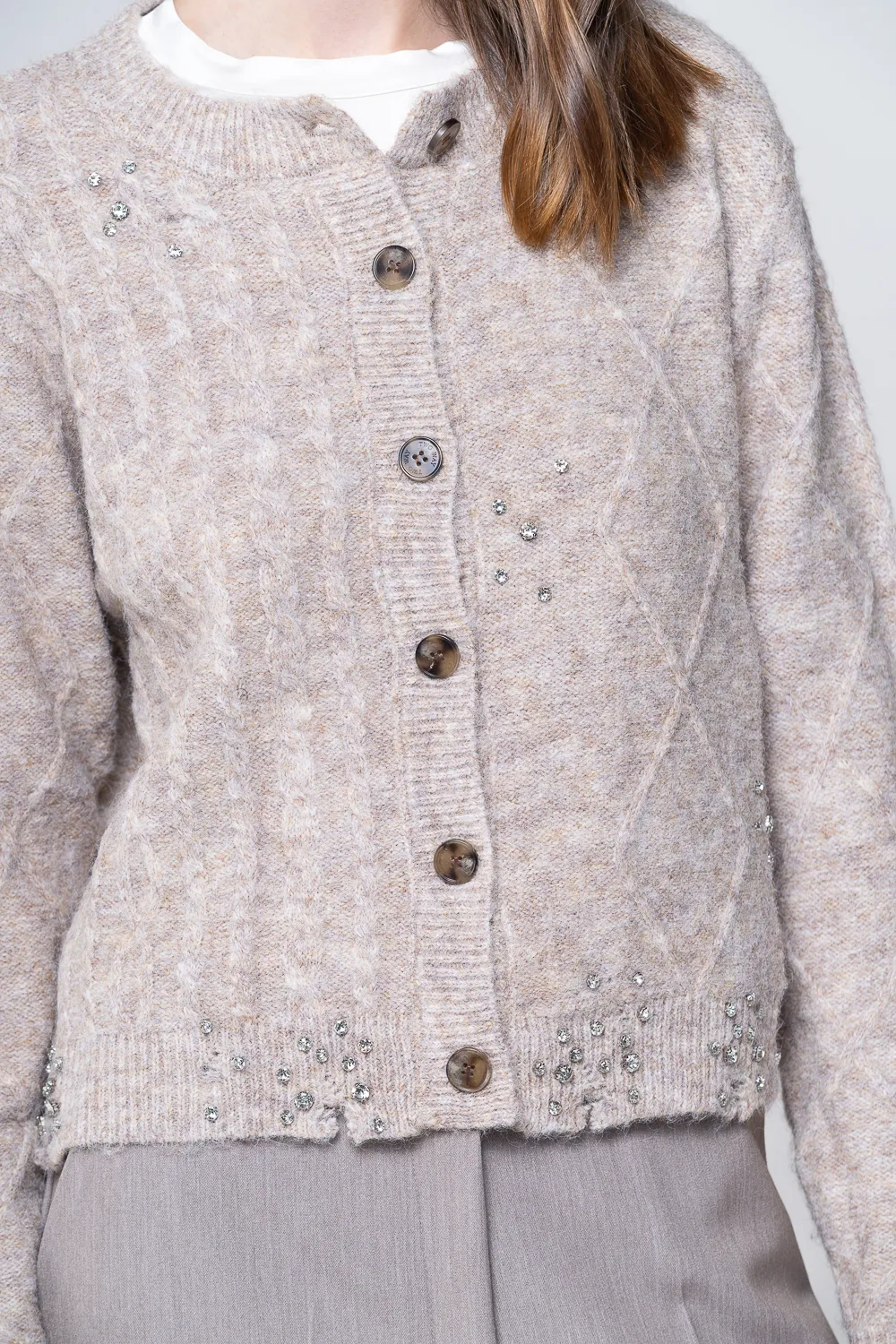 Cardigan inserti strass 