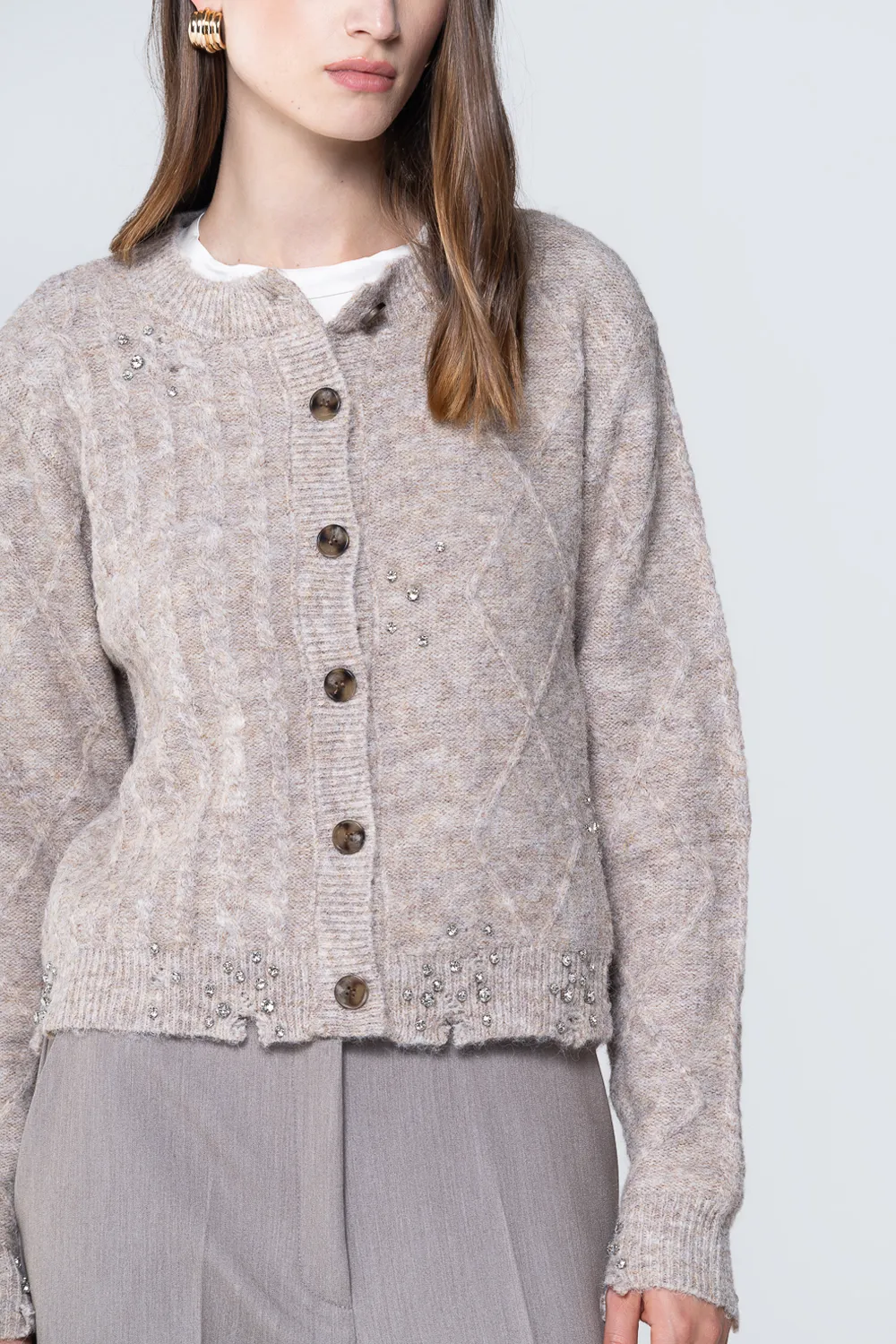 Cardigan inserti strass 
