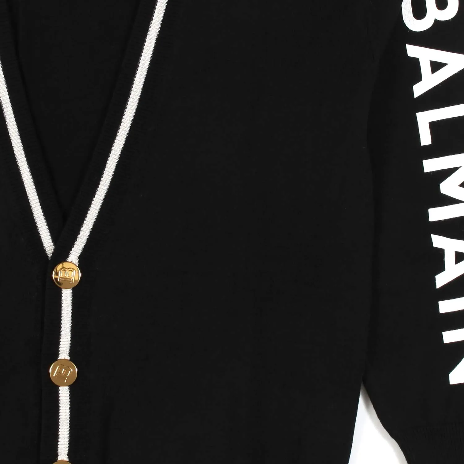 Cardigan Nero E Bianco Con Bottoni Oro