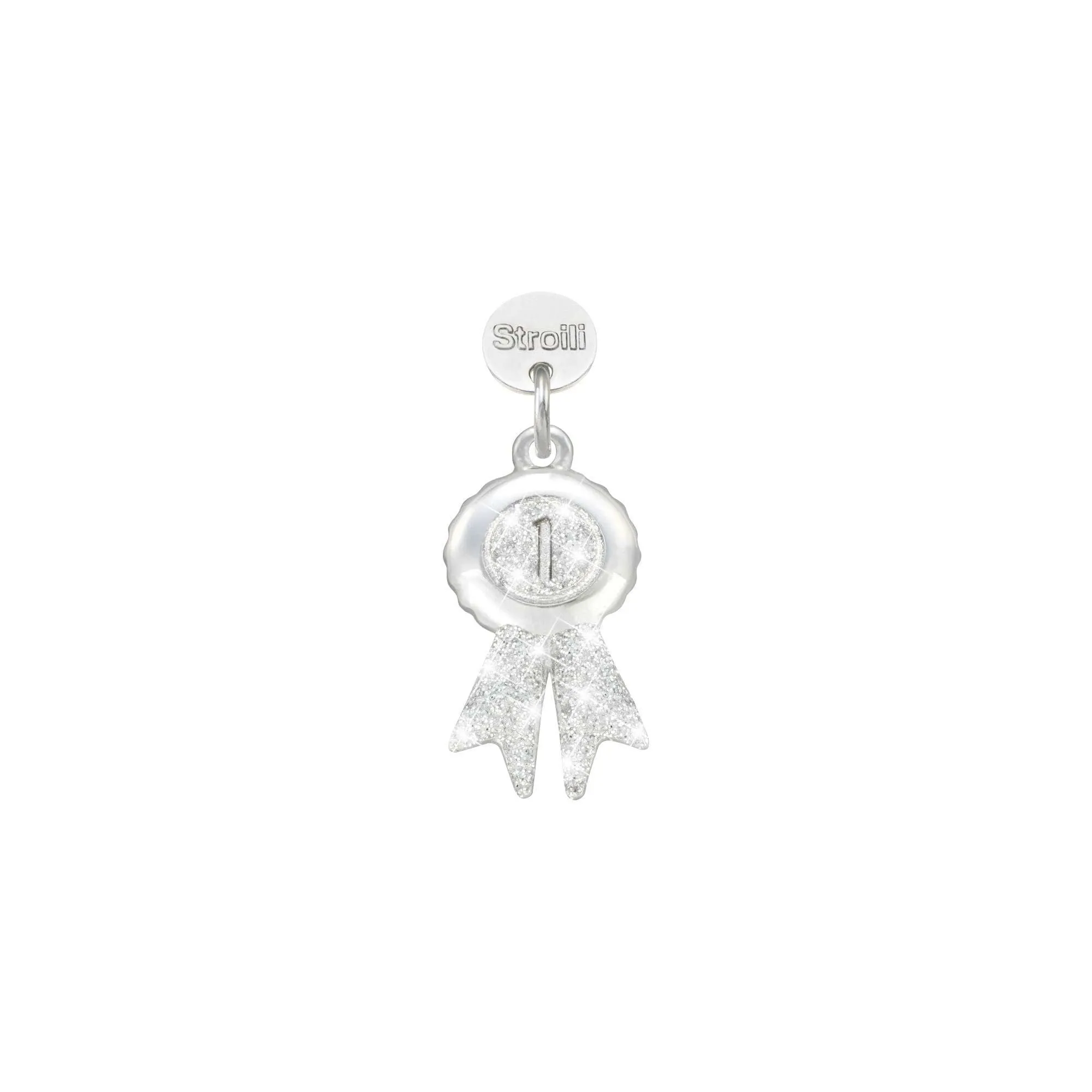 Charm in argento rodiato e glitter
