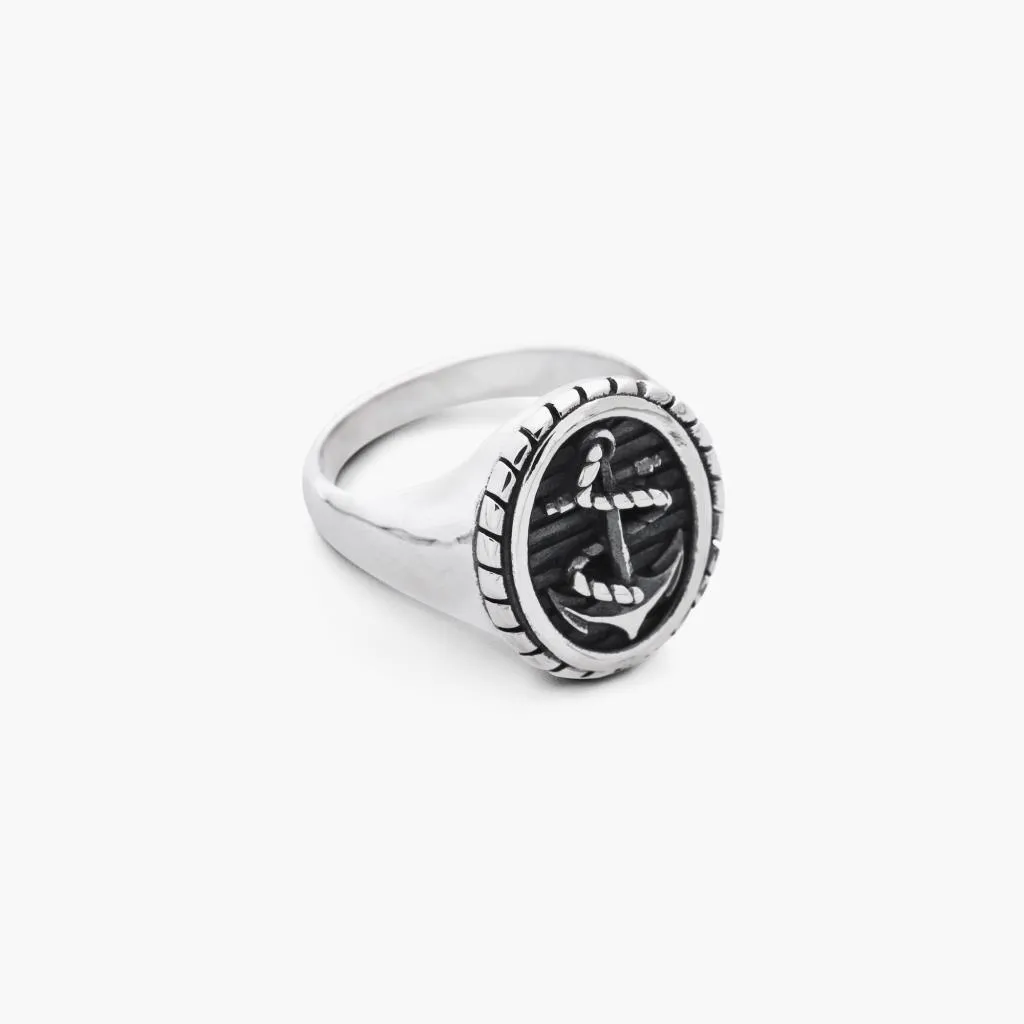 Chevalier ovale ancora con corda argento brunito lucido Nove25 Mis.18
