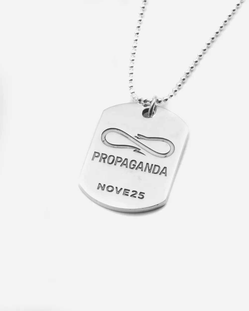 COLLANA CON CIONDOLO PIASTRA MILITARE PROPAGANDA W/ NOVE25 IN ARGENTO