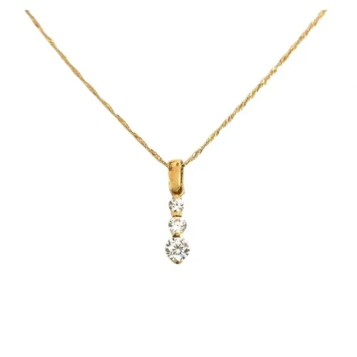 COLLANA TRILOGY IN ORO GIALLO 18 KT CON ZIRCONI BIANCHI TAGLIO BRILLANTE