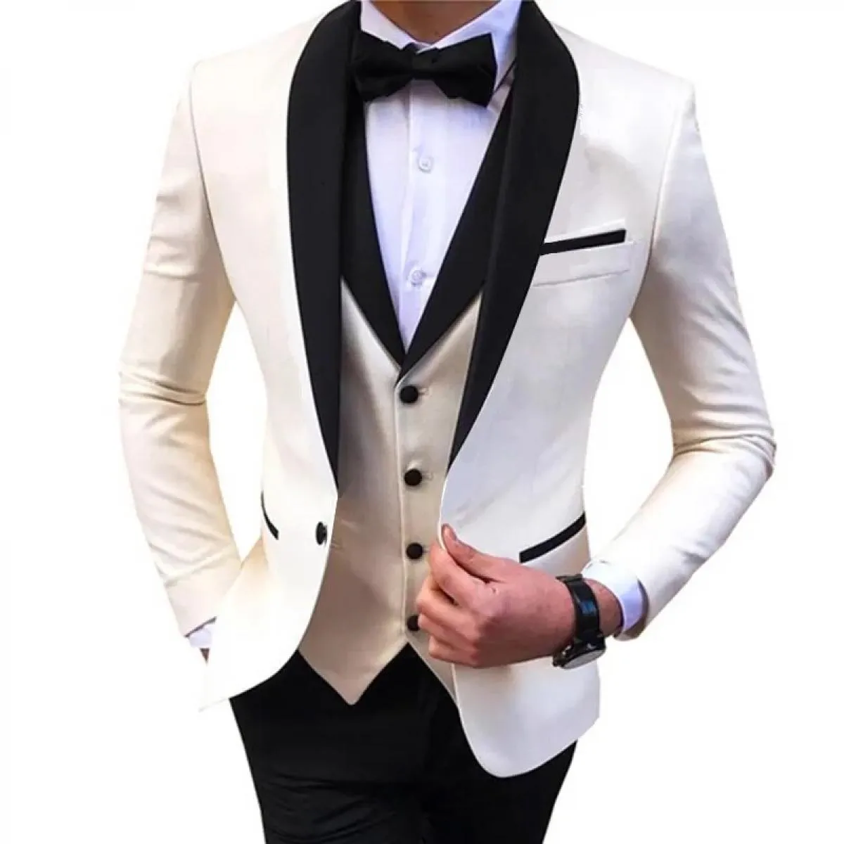 Completo gilet pantaloni 3 pezzi set / 2023 moda casual nuovi uomini boutique business abiti da sposa blazer giacca cappotto pan
