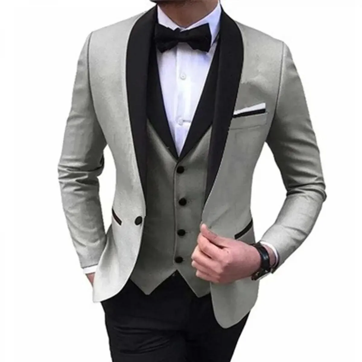 Completo gilet pantaloni 3 pezzi set / 2023 moda casual nuovi uomini boutique business abiti da sposa blazer giacca cappotto pan
