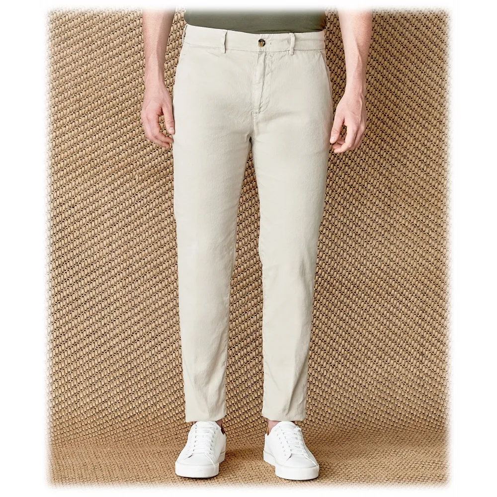 Cruna - Pantalone Marais in Lino - 540 - ECRU - Handmade in Italy - Pantaloni di Alta Qualità Luxury
