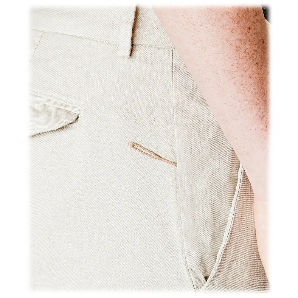 Cruna - Pantalone Marais in Lino - 540 - ECRU - Handmade in Italy - Pantaloni di Alta Qualità Luxury