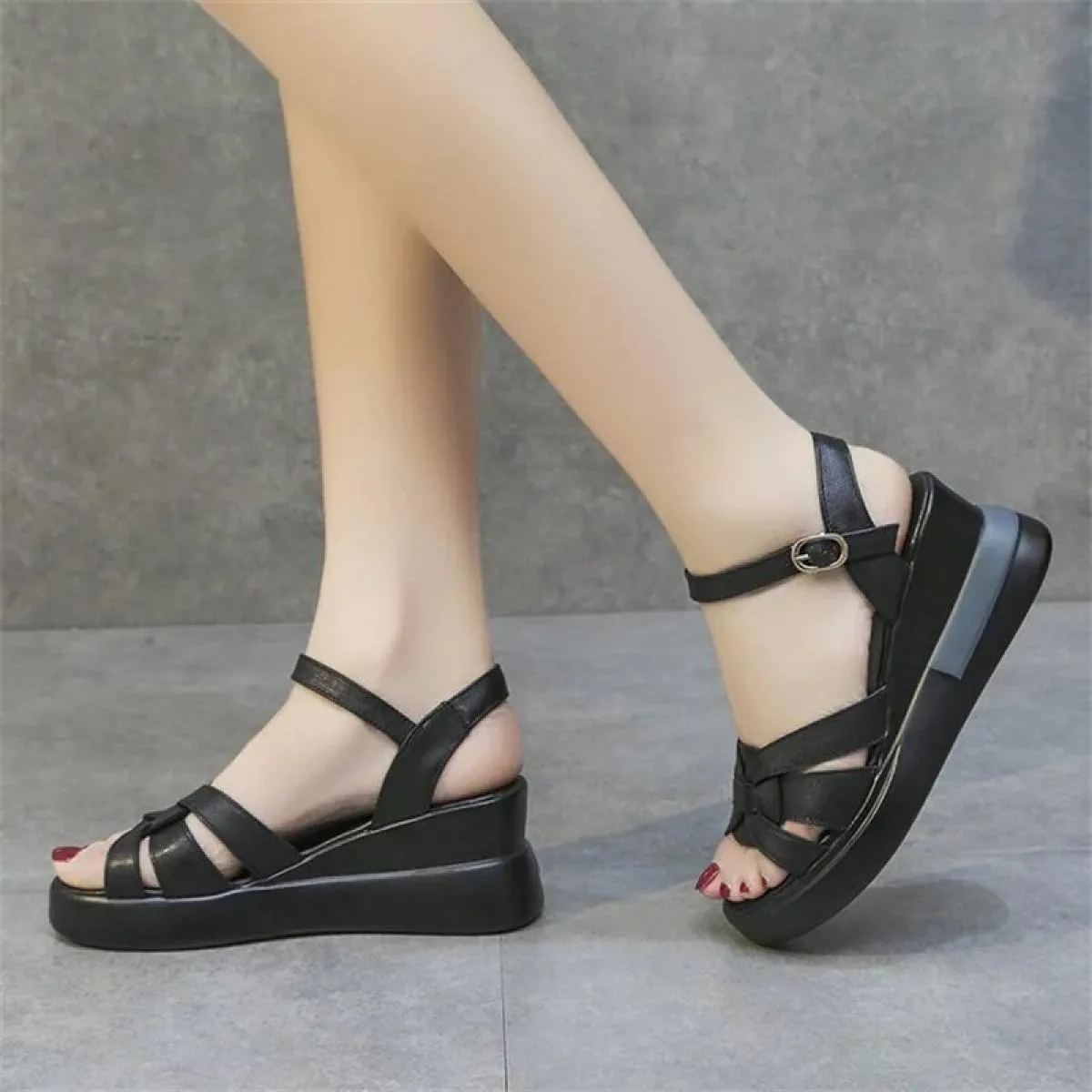 Dillards Sandali da donnaComodi sandali con zeppa da donna Casual Retro Opentoe cinturino alla caviglia con supporto per l'arco