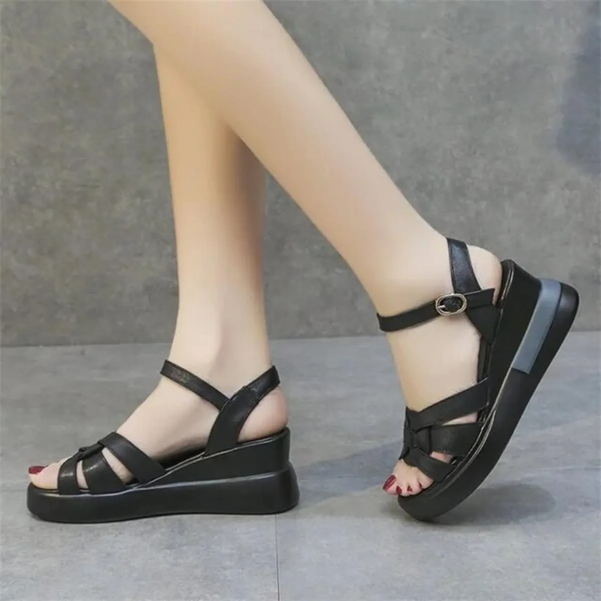 Dillards Sandali da donnaComodi sandali con zeppa da donna Casual Retro Opentoe cinturino alla caviglia con supporto per l'arco