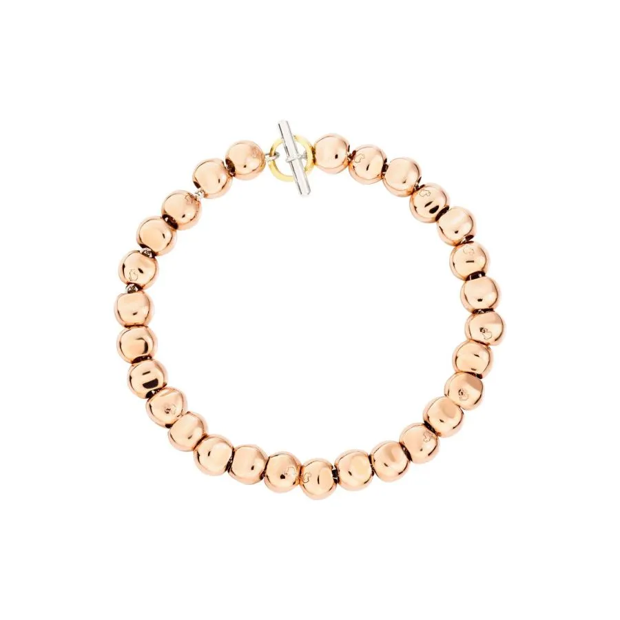 DoDo Bracciale Pepita in Oro Rosa 9K con brisè in Oro Giallo 18Kt e catena in Argento 925