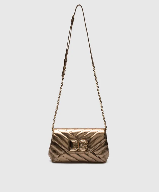 Dolce&Gabbana Borsa a tracolla Lop logo in pelle dorata BB7312AP308