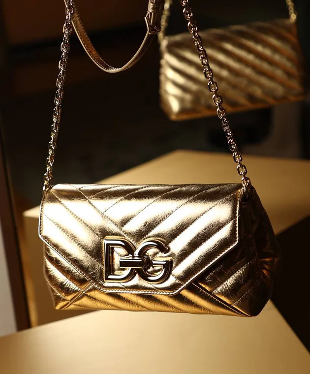 Dolce&Gabbana Borsa a tracolla Lop logo in pelle dorata BB7312AP308