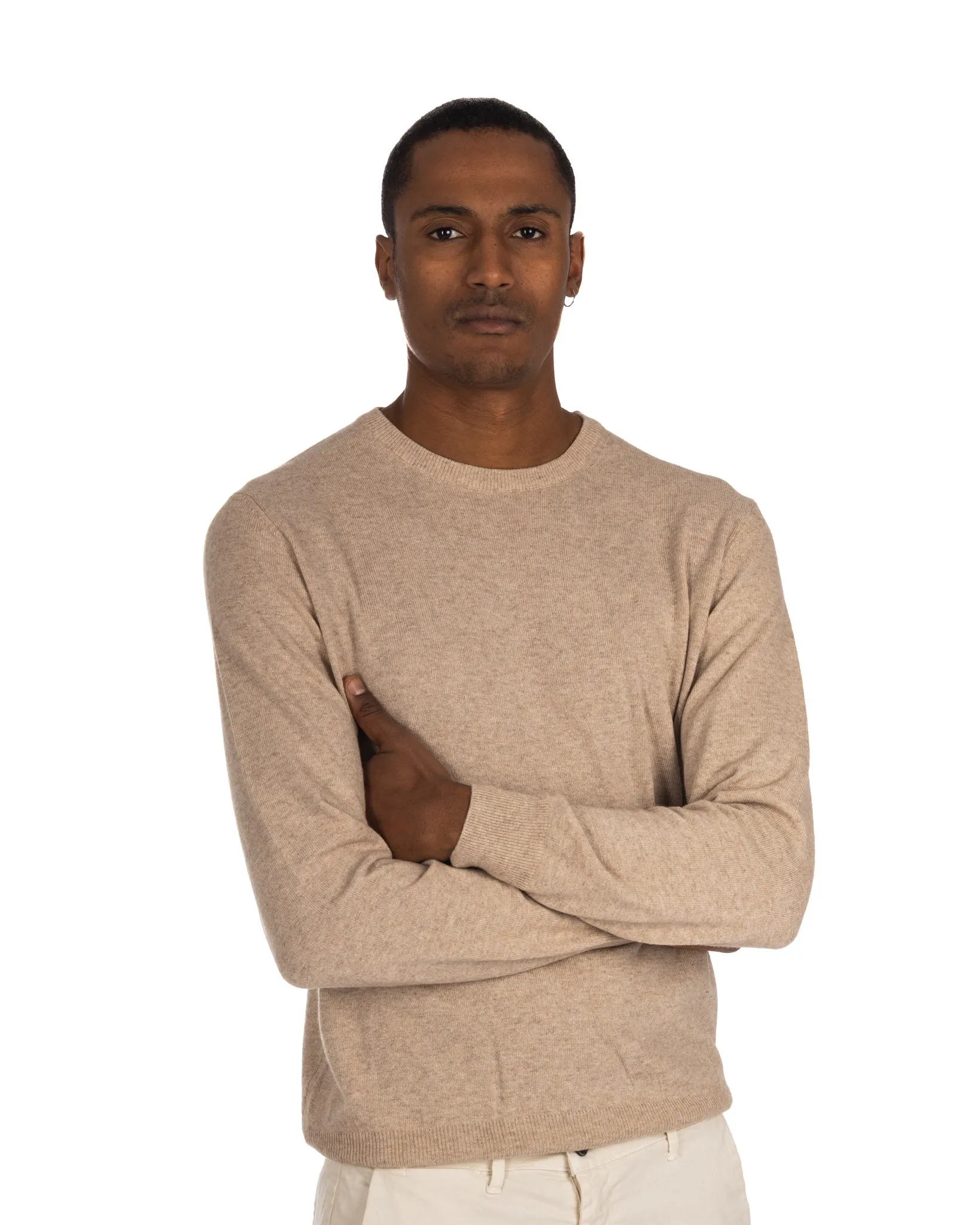 Dustin - maglione girocollo in misto cachemire beige