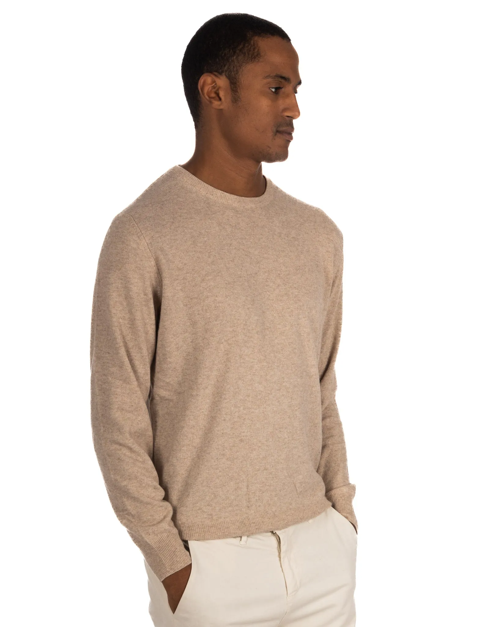 Dustin - maglione girocollo in misto cachemire beige