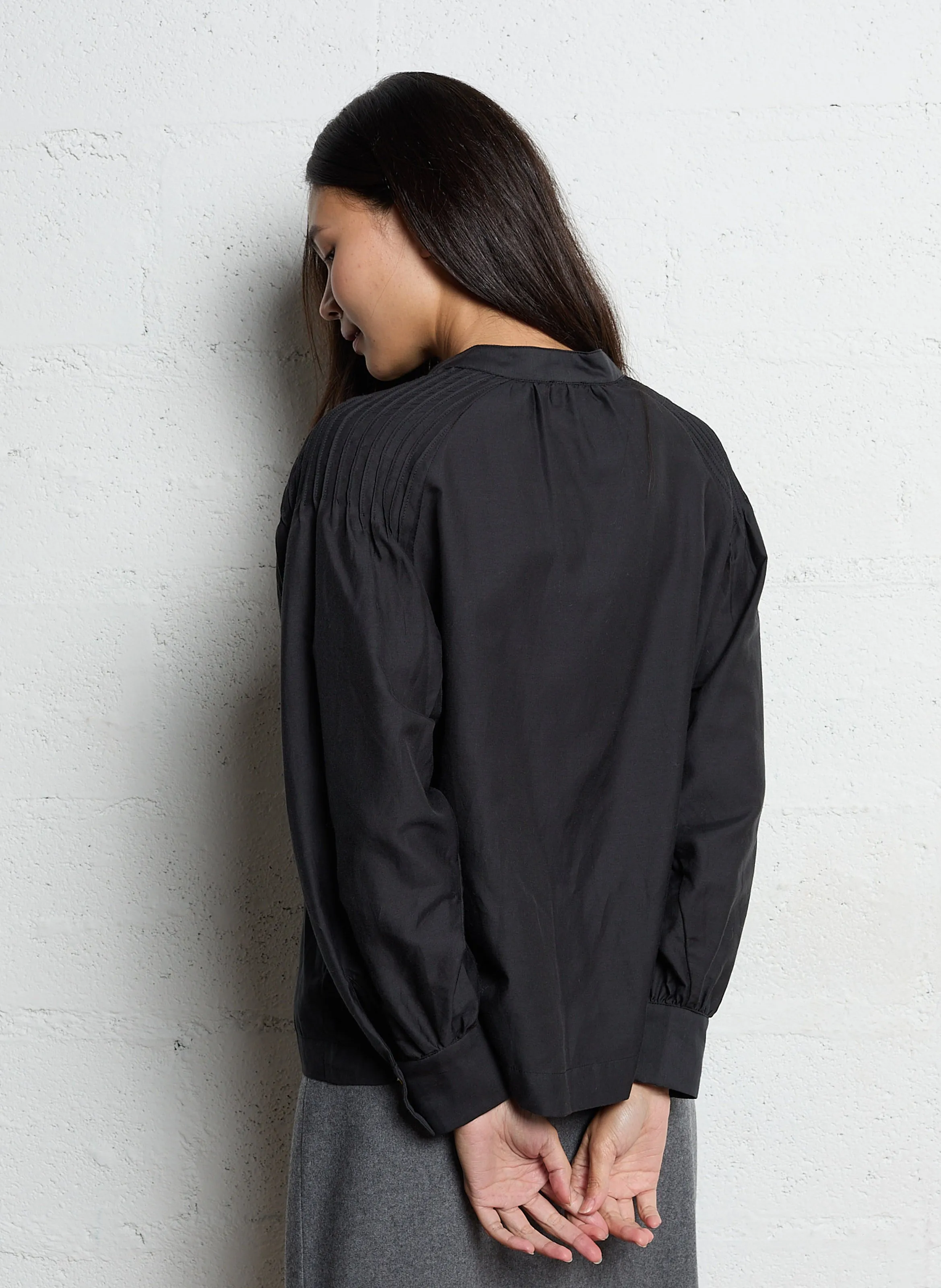  EKYOG   STUDETTA - Camicia scollo tondo in misto cotone | Nero